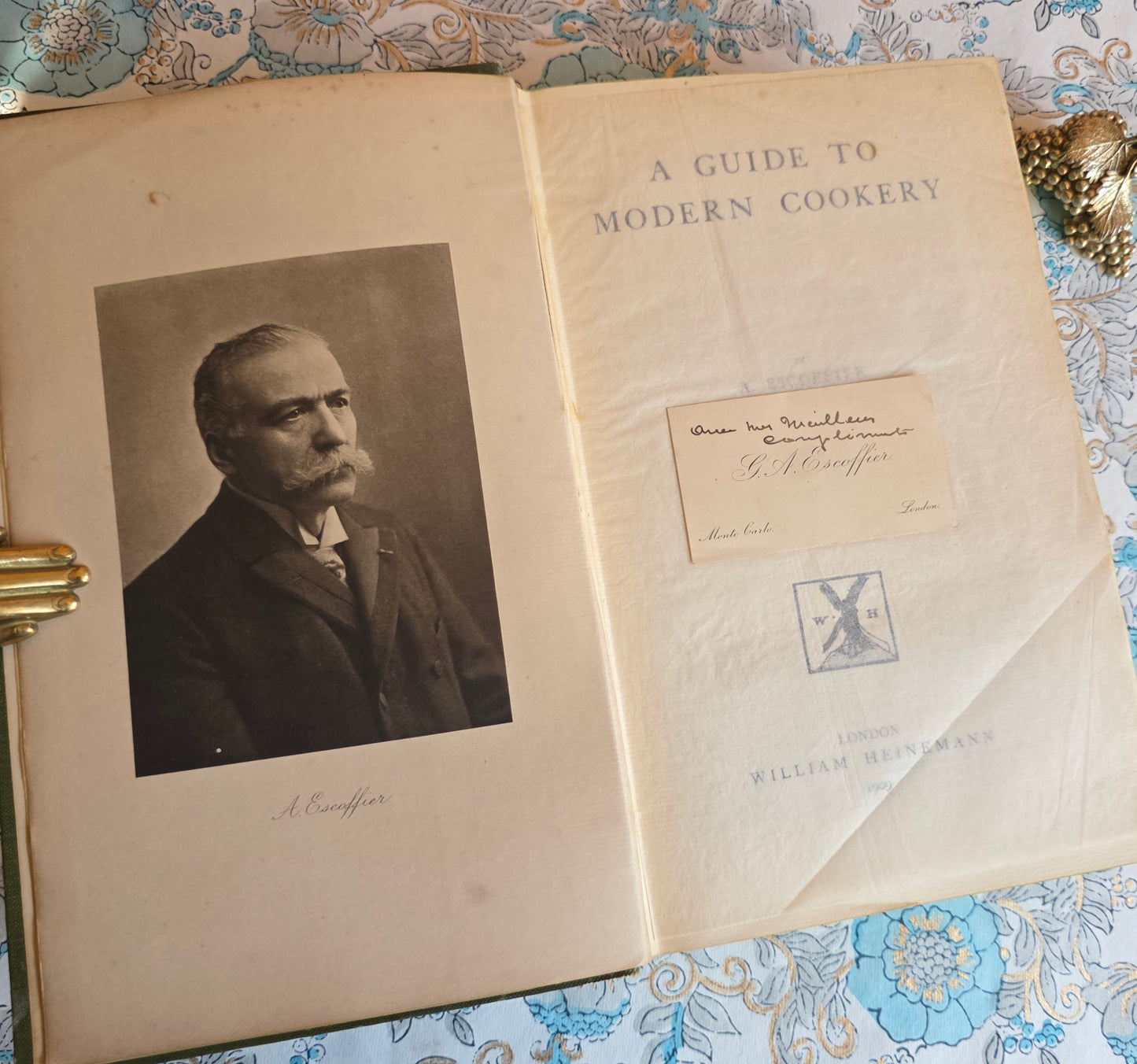 1909 A Guide to Modern Cookery by A Escoffier -  Autograph Presentation Copy