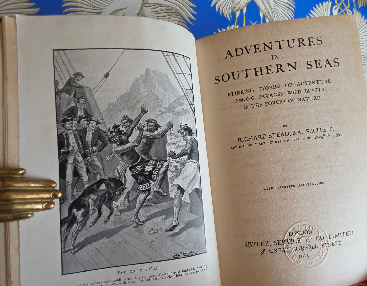 1913 Adventures in Southern Seas - Scarce, Illustrated Antique Book