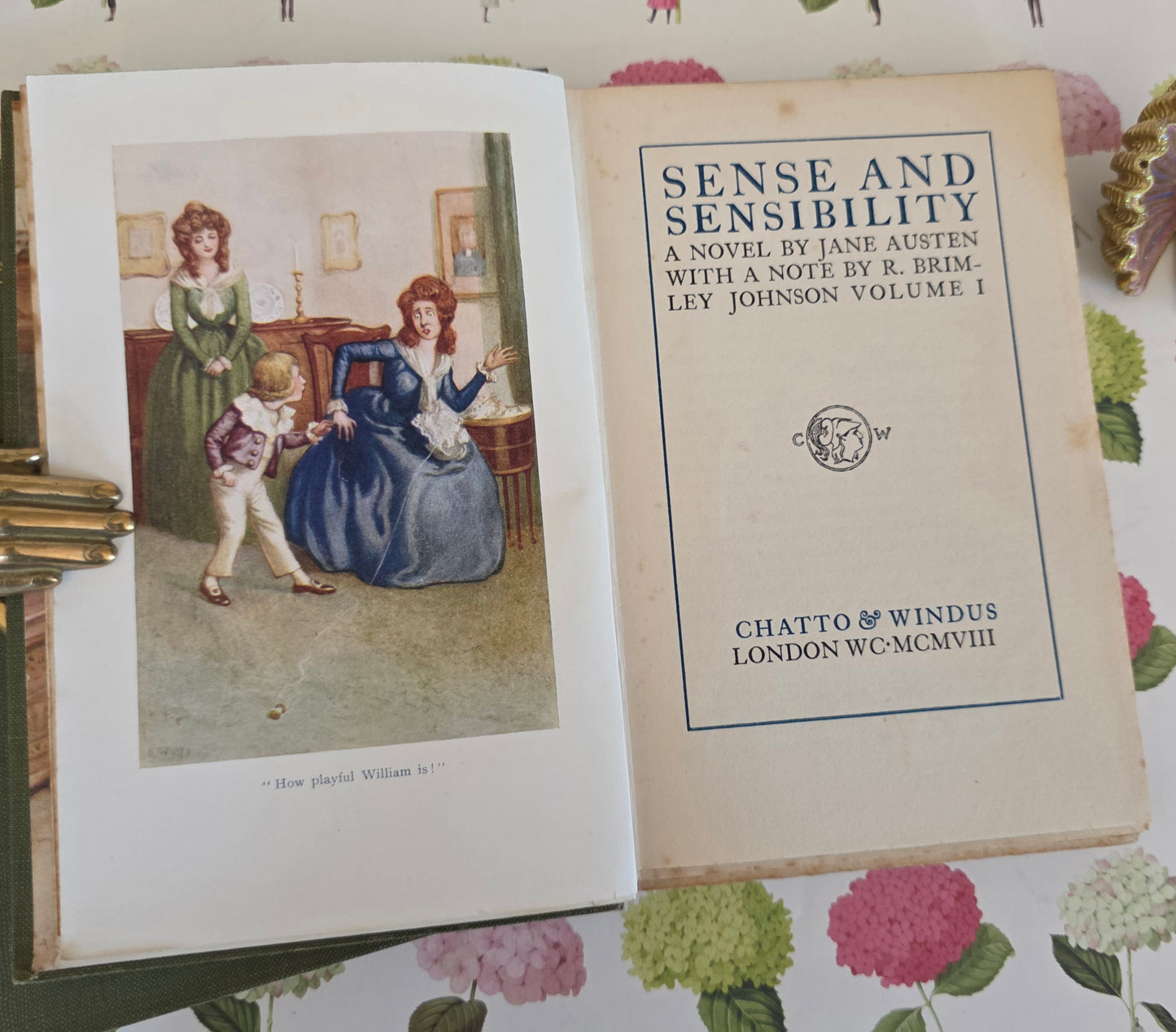 1908 Sense and Sensibility by Jane Austen: Illustrated Antique Book in Two Volumes