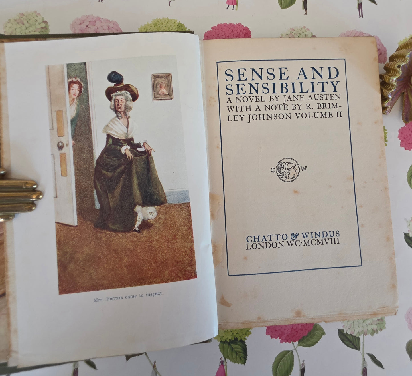 1908 Sense and Sensibility by Jane Austen: Illustrated Antique Book in Two Volumes