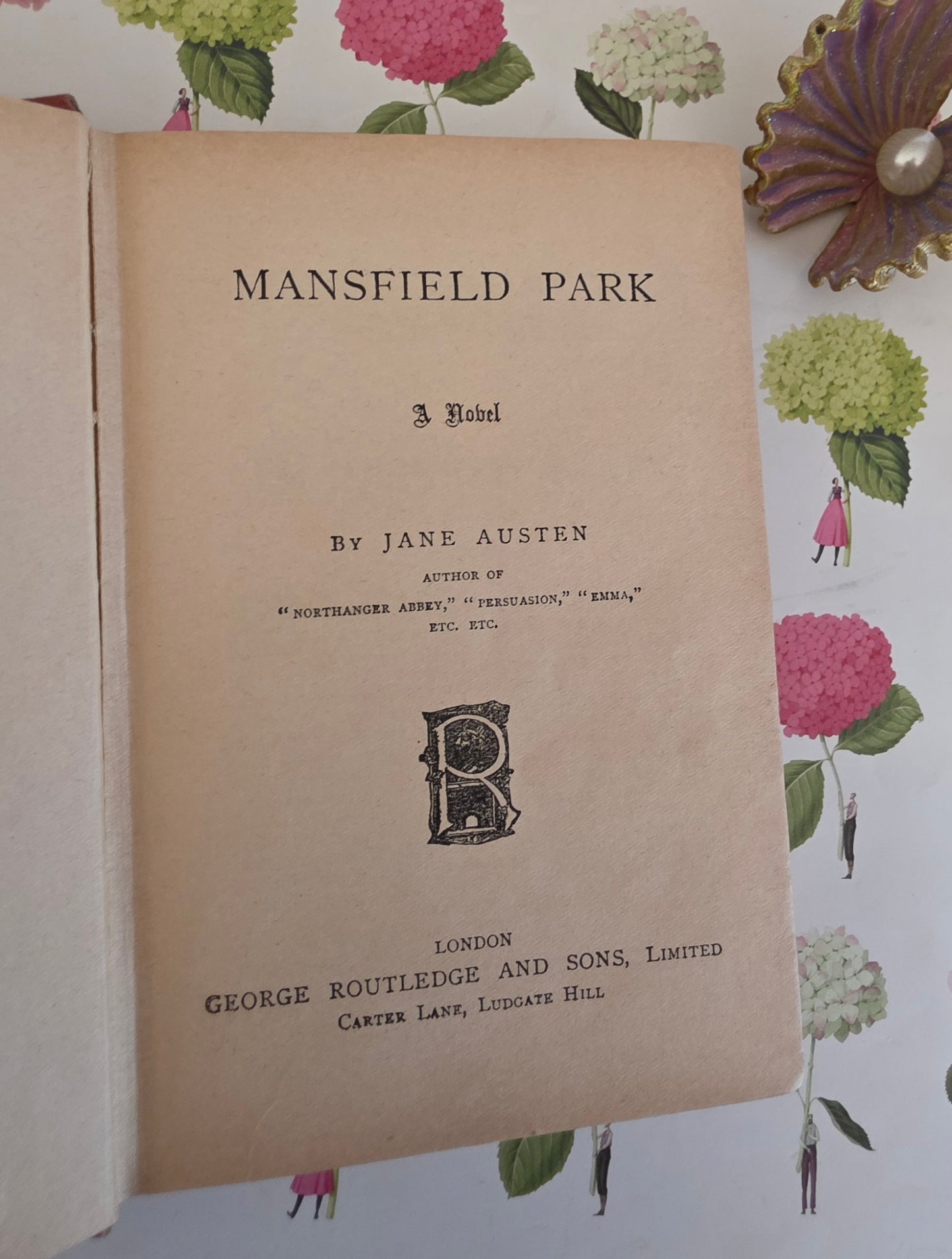c1900 Mansfield Park by Jane Austen - Ruby Series - Decorative Cloth - Antique Book