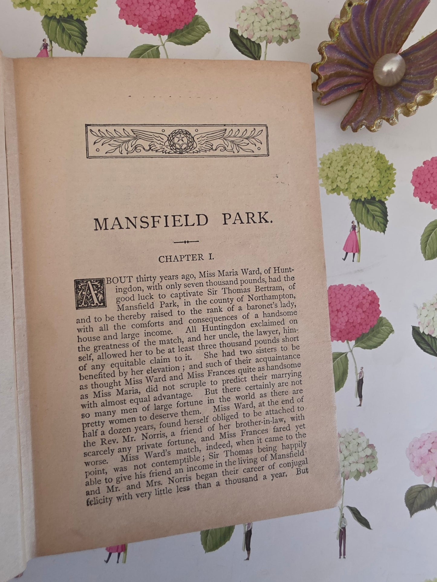 c1900 Mansfield Park by Jane Austen - Ruby Series - Decorative Cloth - Antique Book