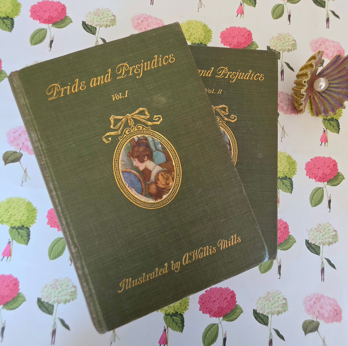 1908 Pride and Prejudice by Jane Austen: Illustrated Antique Book in Two Volumes - *Lacks 3 of the 20 Illustrations*