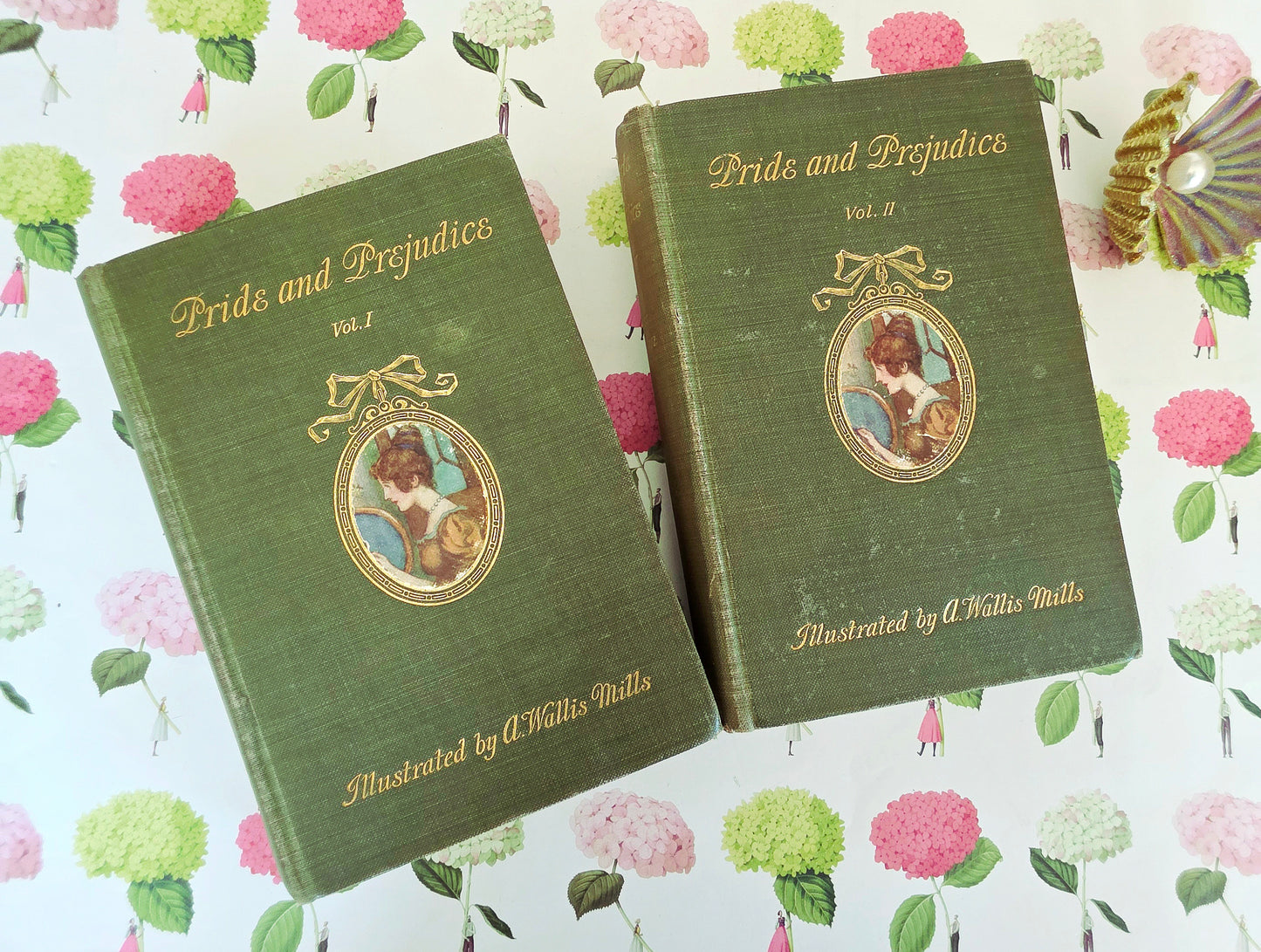 1908 Pride and Prejudice by Jane Austen: Illustrated Antique Book in Two Volumes - *Lacks 3 of the 20 Illustrations*