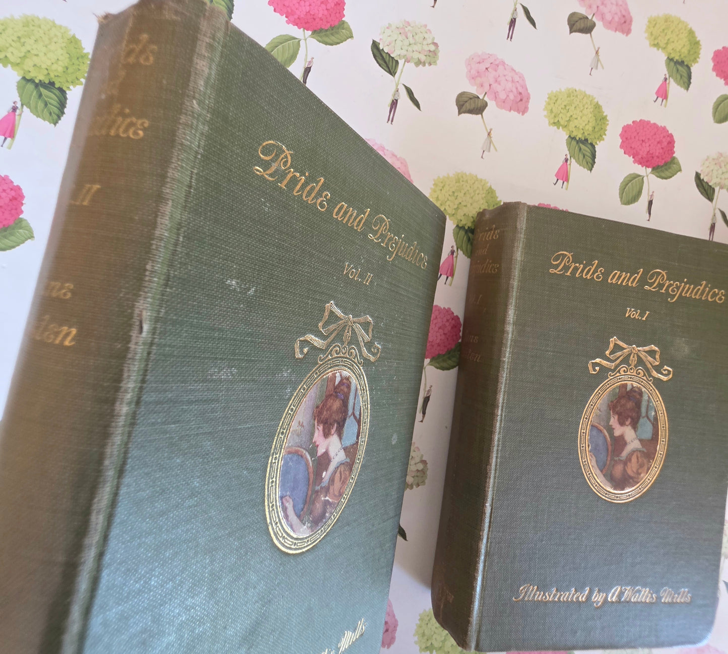 1908 Pride and Prejudice by Jane Austen: Illustrated Antique Book in Two Volumes - *Lacks 3 of the 20 Illustrations*