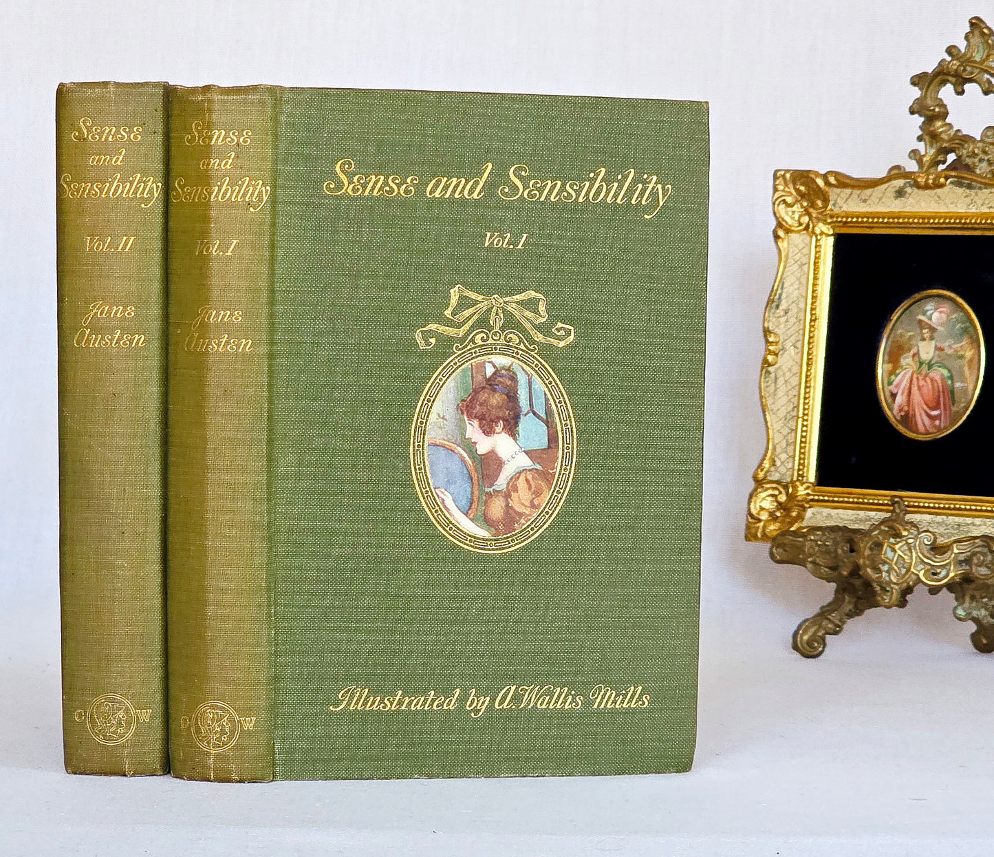 1908 Sense and Sensibility by Jane Austen: Illustrated Antique Book in Two Volumes