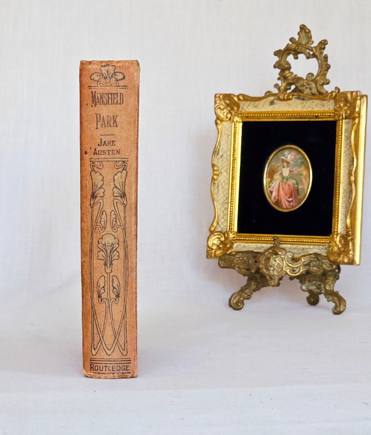 c1900 Mansfield Park by Jane Austen - Ruby Series - Decorative Cloth - Antique Book