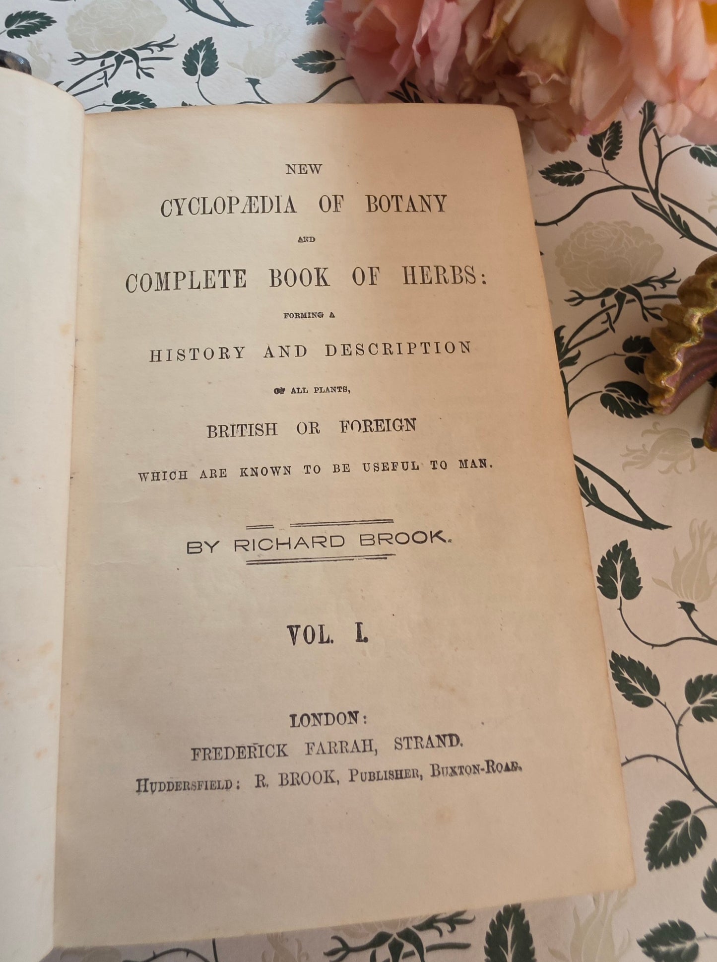1866 New Cyclopaedia of Botany and Complete Book of Herbs by Richard Brook - Illustrated Antique Book