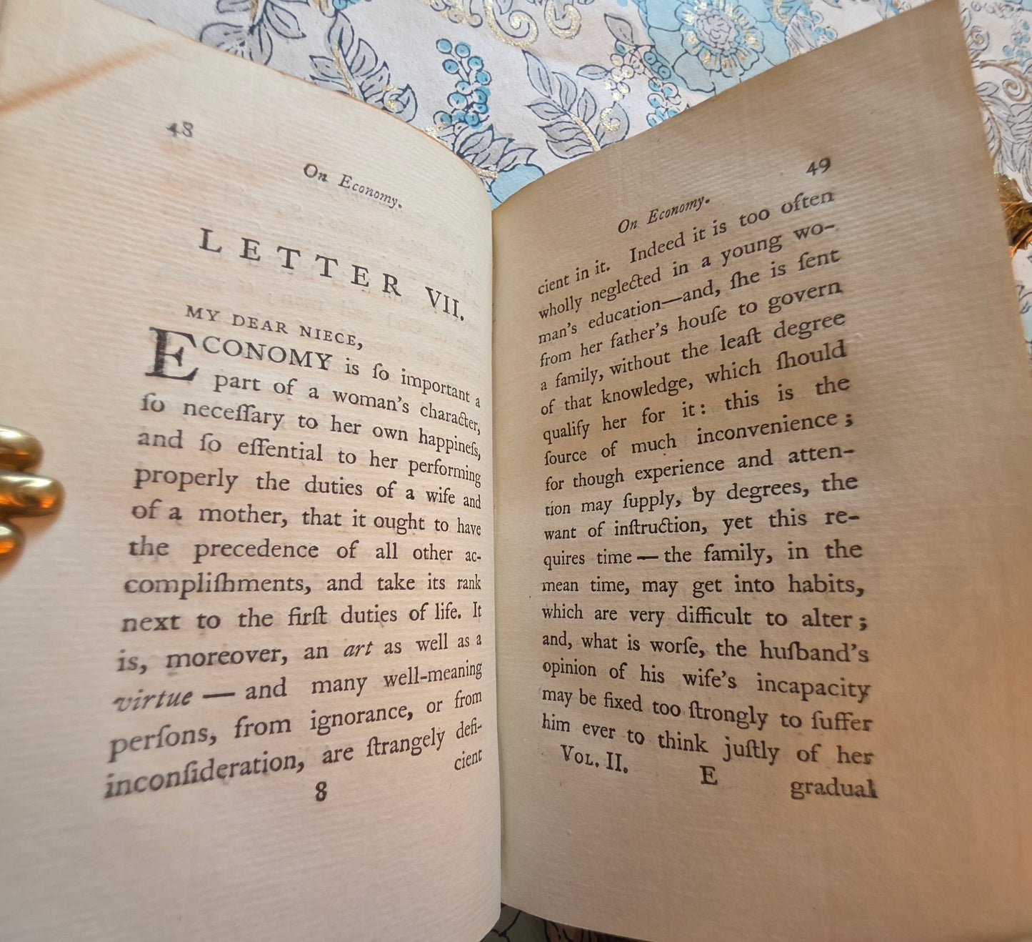 1787 Letters on the Improvement of the Mind Addressed to a Young Lady (Volume 2) - Antique Book