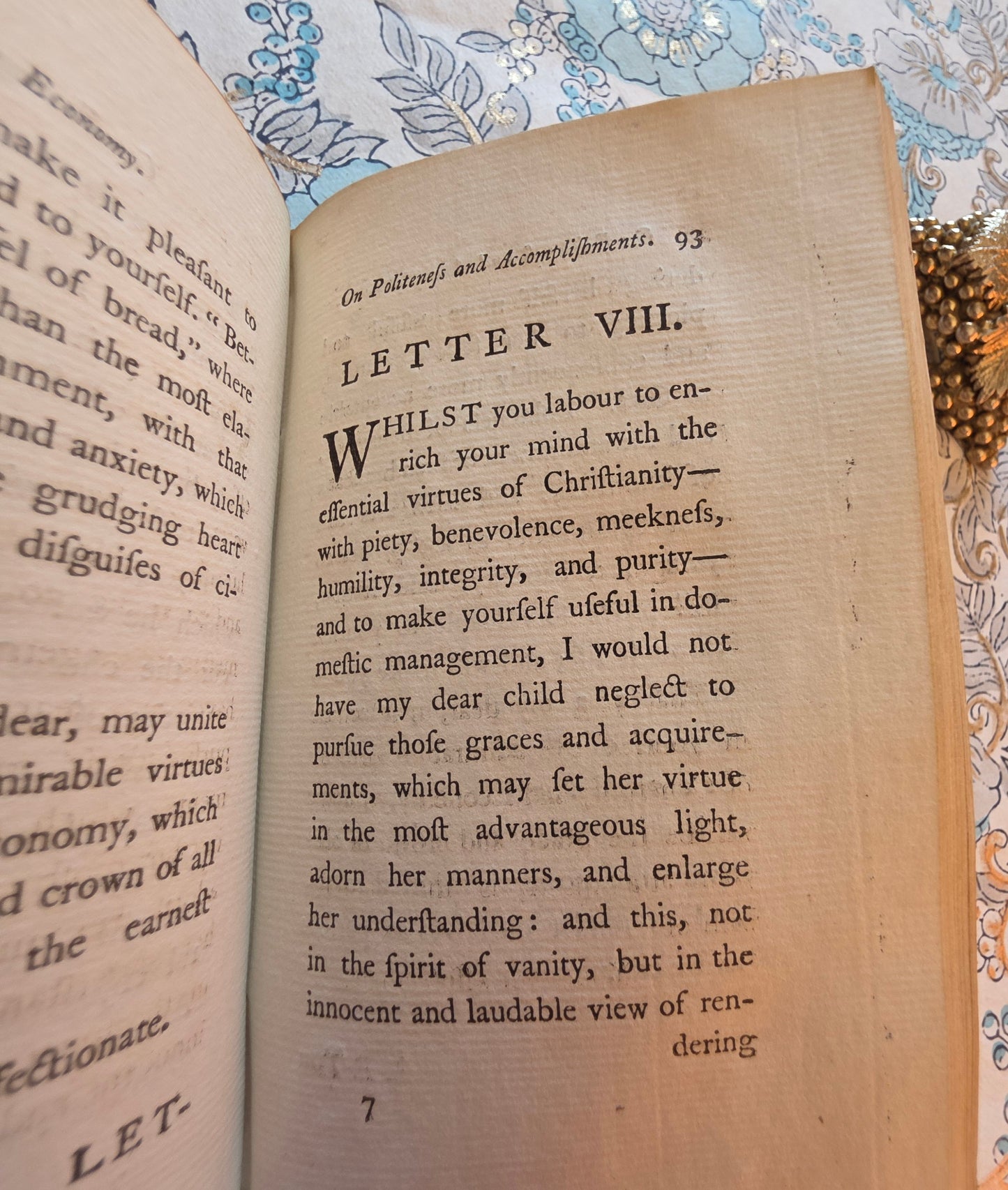 1787 Letters on the Improvement of the Mind Addressed to a Young Lady (Volume 2) - Antique Book
