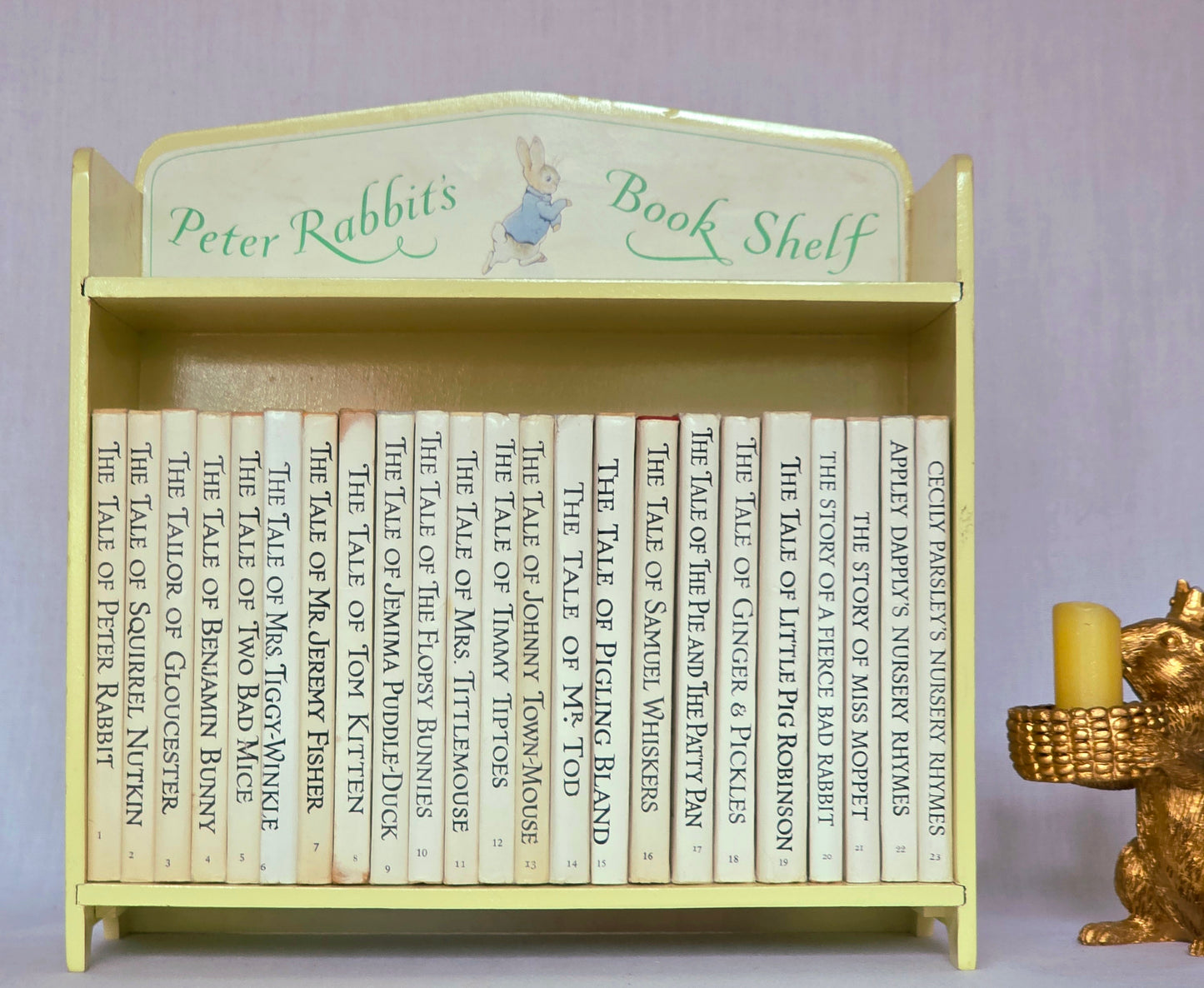 1960s Peter Rabbit's Bookshelf - Complete Set of Vintage Books Plus Original Shelf
