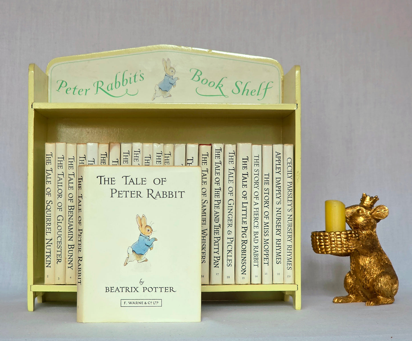 1960s Peter Rabbit's Bookshelf - Complete Set of Vintage Books Plus Original Shelf