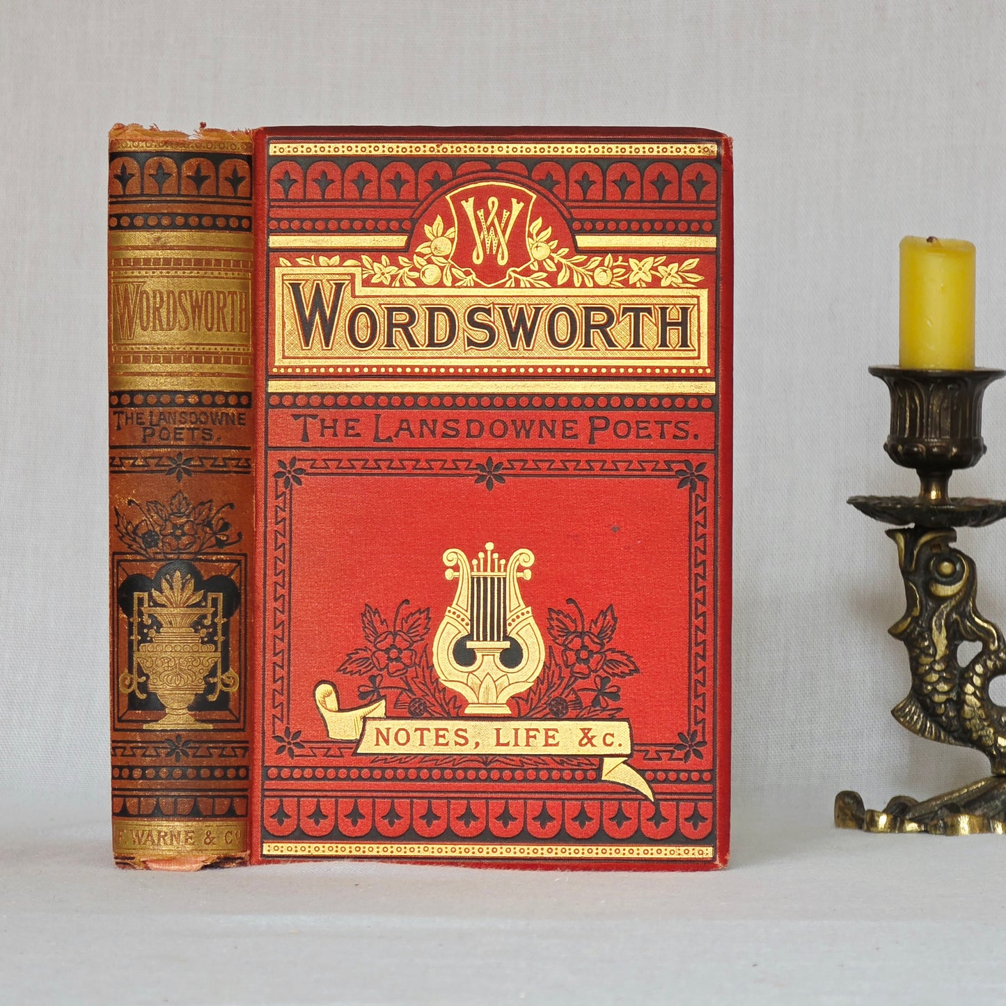 1880s The Poetical Works of Wordsworth / Lansdowne Poets / Beautiful Victorian Antique Book / Richly Illustrated