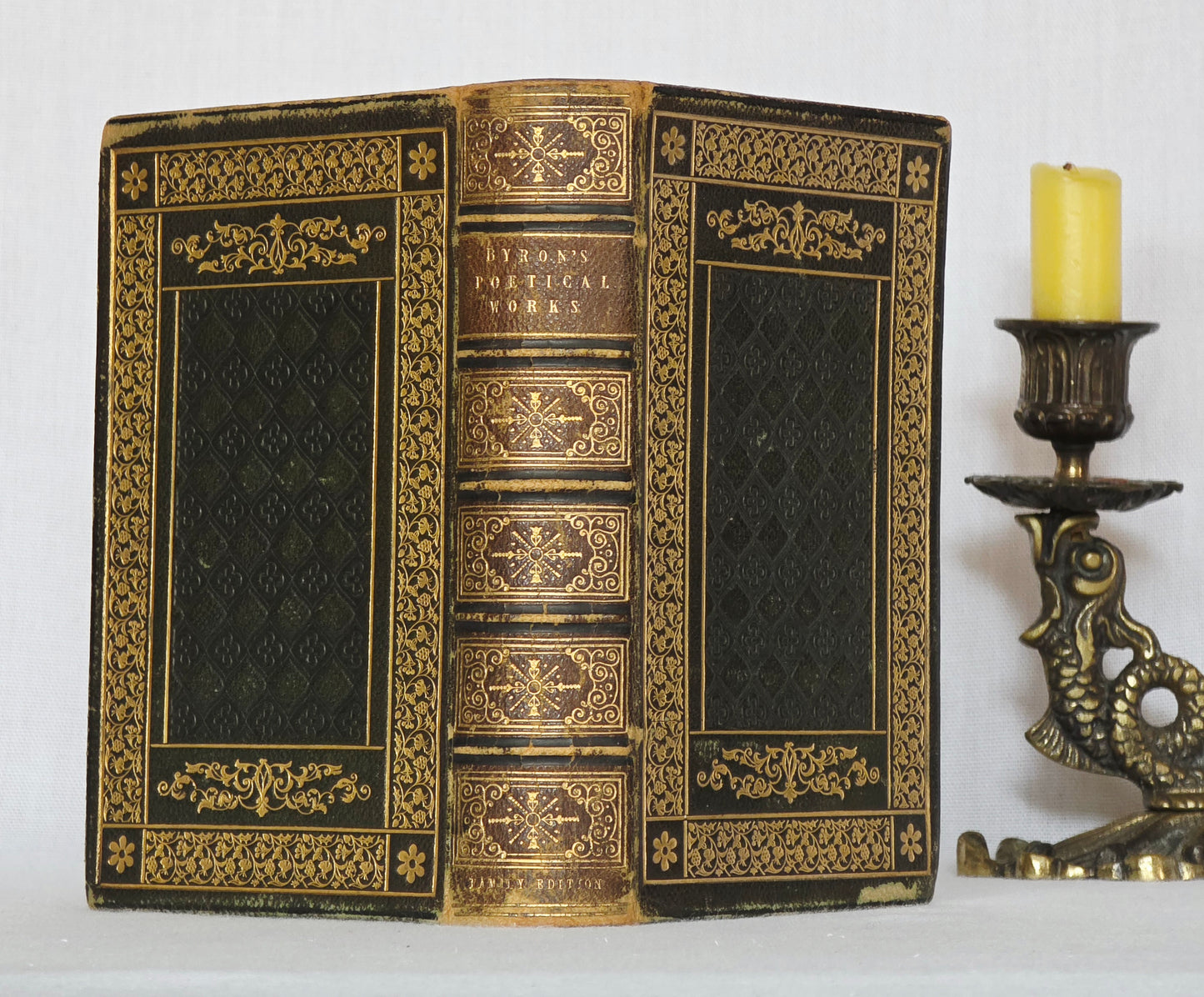 1850 Lord Byron's Poetical Works - Fine Leather Binding - Illustrated Antique Book