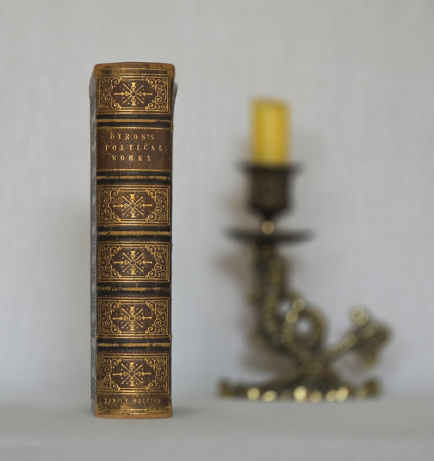 1850 Lord Byron's Poetical Works - Fine Leather Binding - Illustrated Antique Book