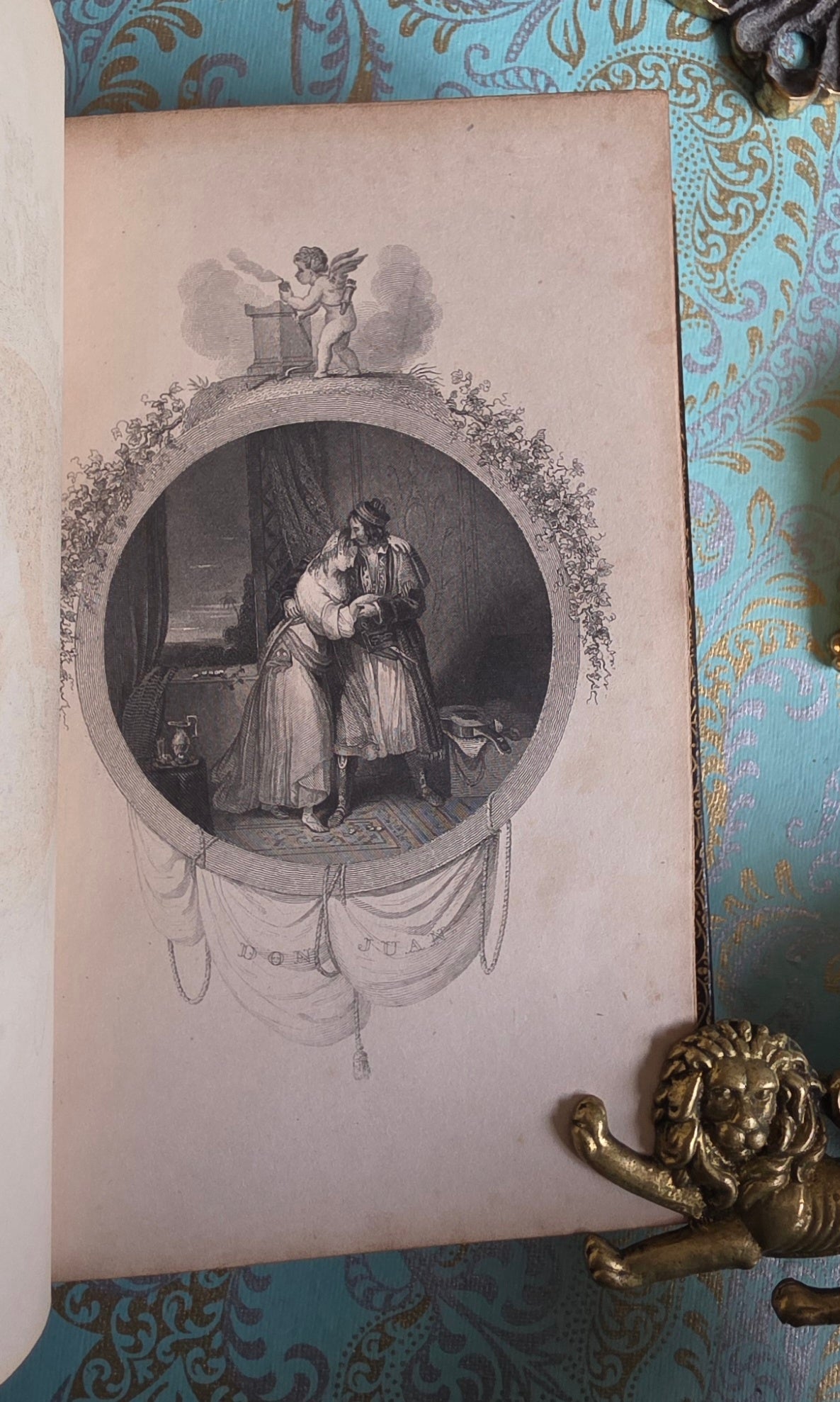 1850 Lord Byron's Poetical Works - Fine Leather Binding - Illustrated Antique Book