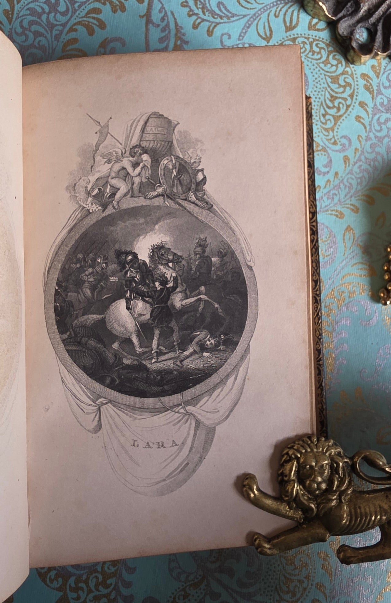 1850 Lord Byron's Poetical Works - Fine Leather Binding - Illustrated Antique Book
