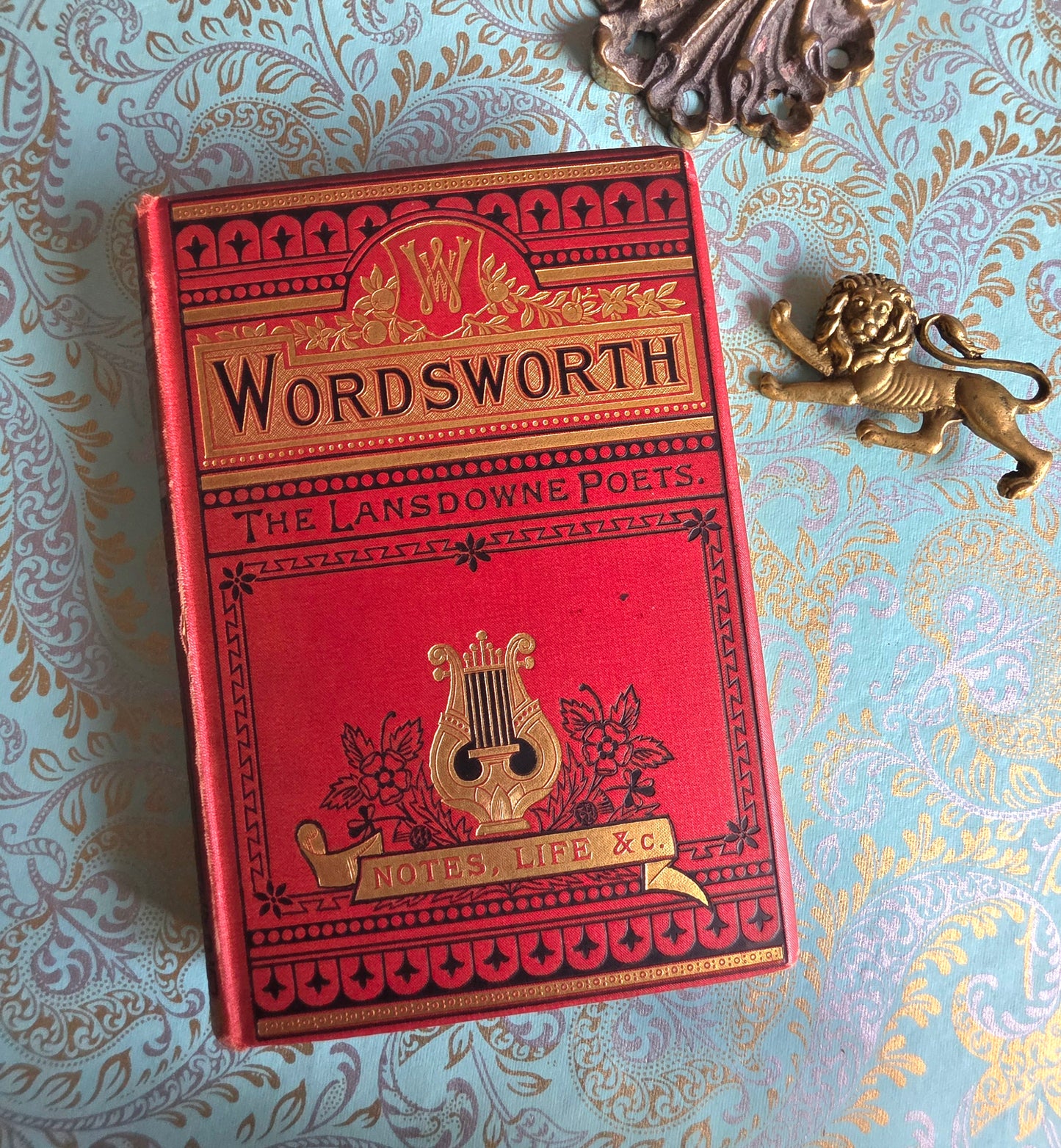 1880s The Poetical Works of Wordsworth / Lansdowne Poets / Beautiful Victorian Antique Book / Richly Illustrated