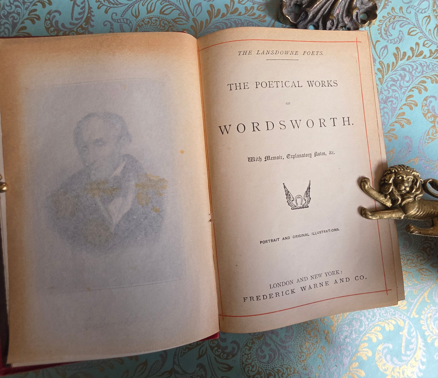 1880s The Poetical Works of Wordsworth / Lansdowne Poets / Beautiful Victorian Antique Book / Richly Illustrated