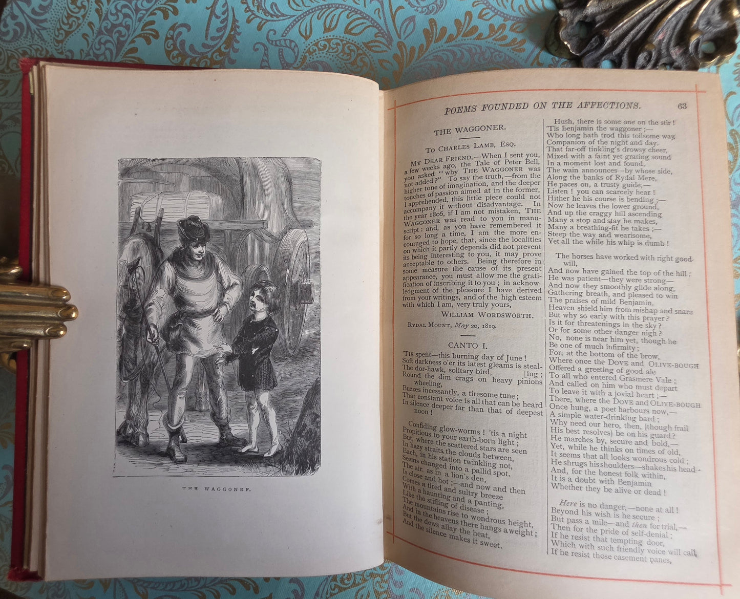 1880s The Poetical Works of Wordsworth / Lansdowne Poets / Beautiful Victorian Antique Book / Richly Illustrated