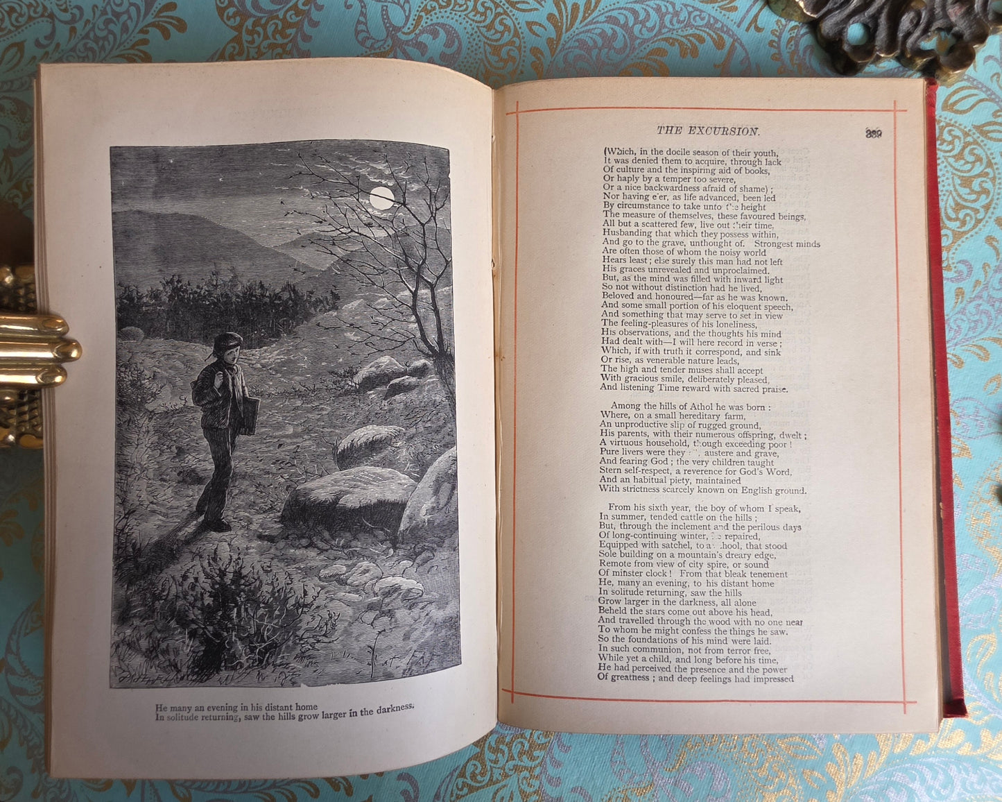 1880s The Poetical Works of Wordsworth / Lansdowne Poets / Beautiful Victorian Antique Book / Richly Illustrated