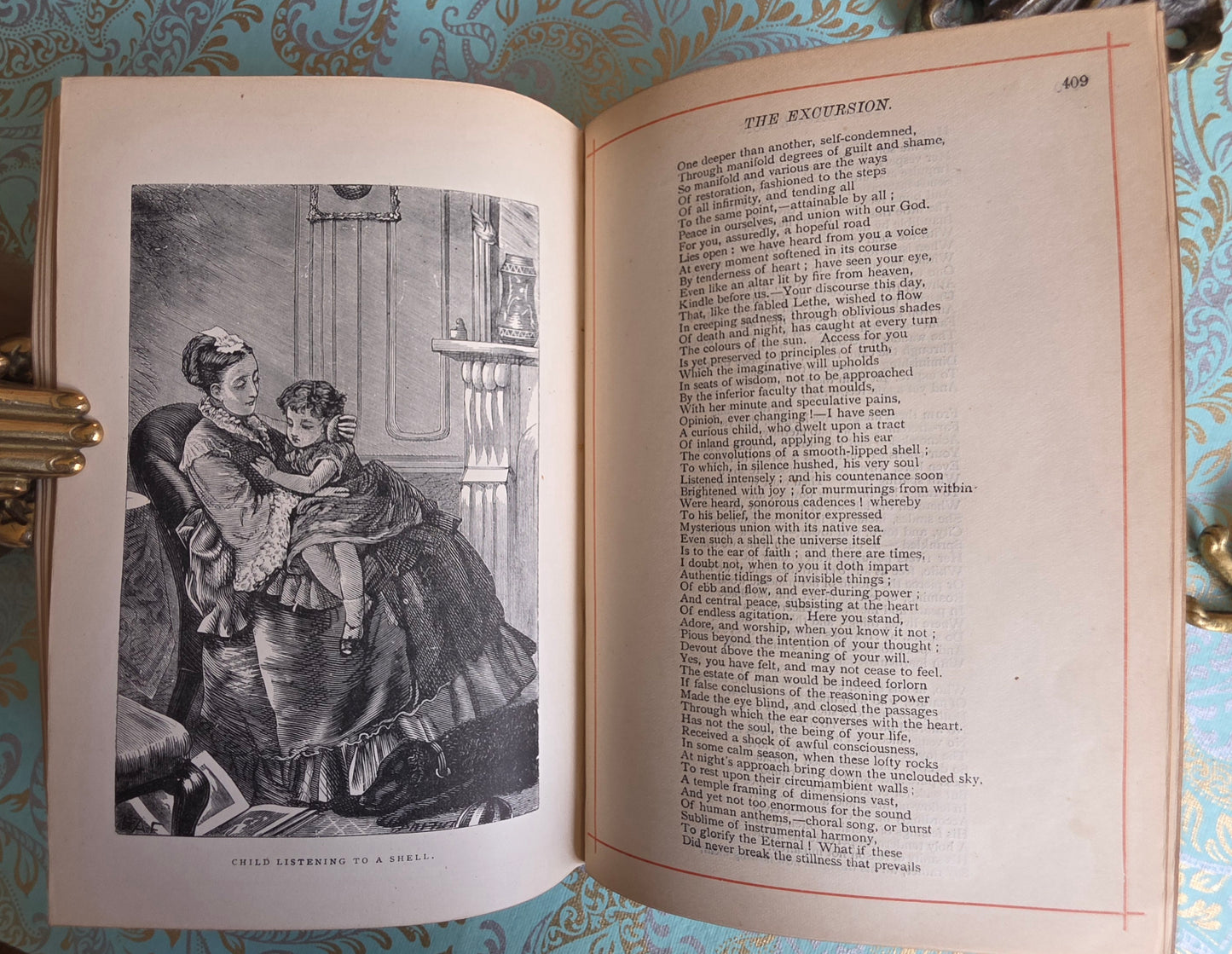 1880s The Poetical Works of Wordsworth / Lansdowne Poets / Beautiful Victorian Antique Book / Richly Illustrated
