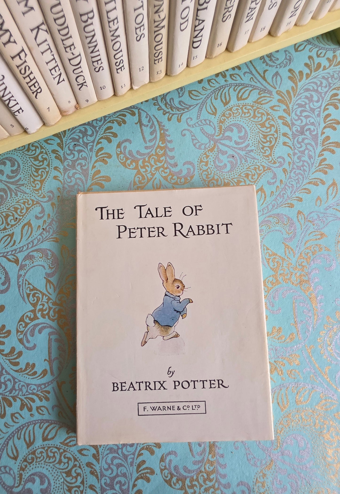 1960s Peter Rabbit's Bookshelf - Complete Set of Vintage Books Plus Original Shelf