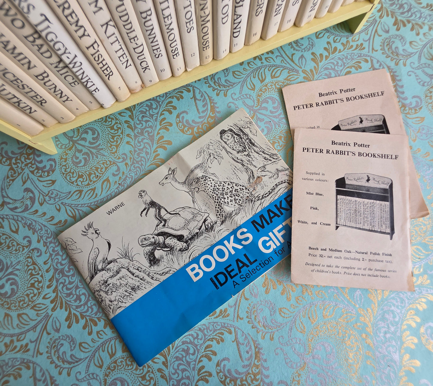 1960s Peter Rabbit's Bookshelf - Complete Set of Vintage Books Plus Original Shelf