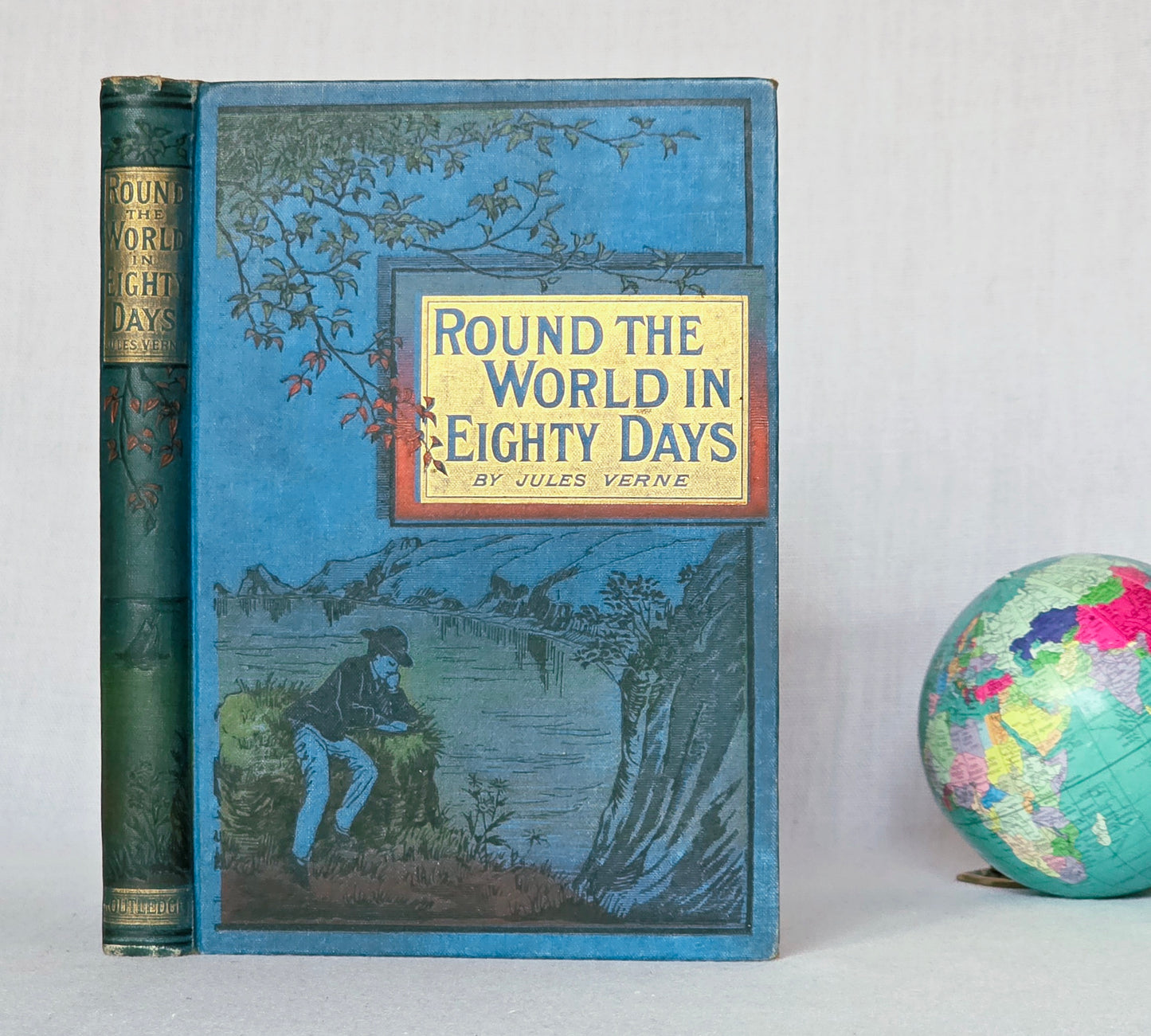 1890s Round the World in Eighty Days by Jules Verne - Antique Book