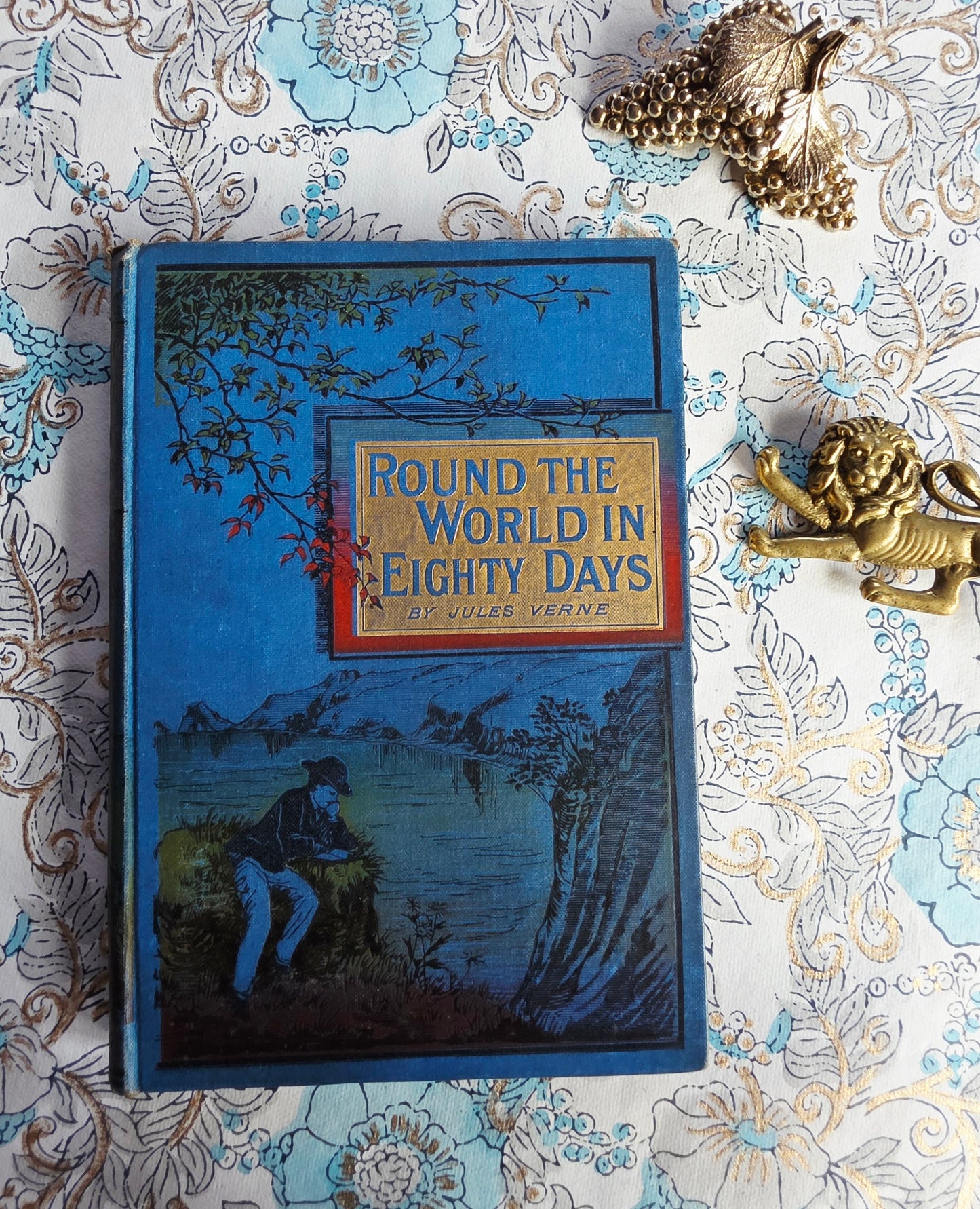 1890s Round the World in Eighty Days by Jules Verne - Antique Book