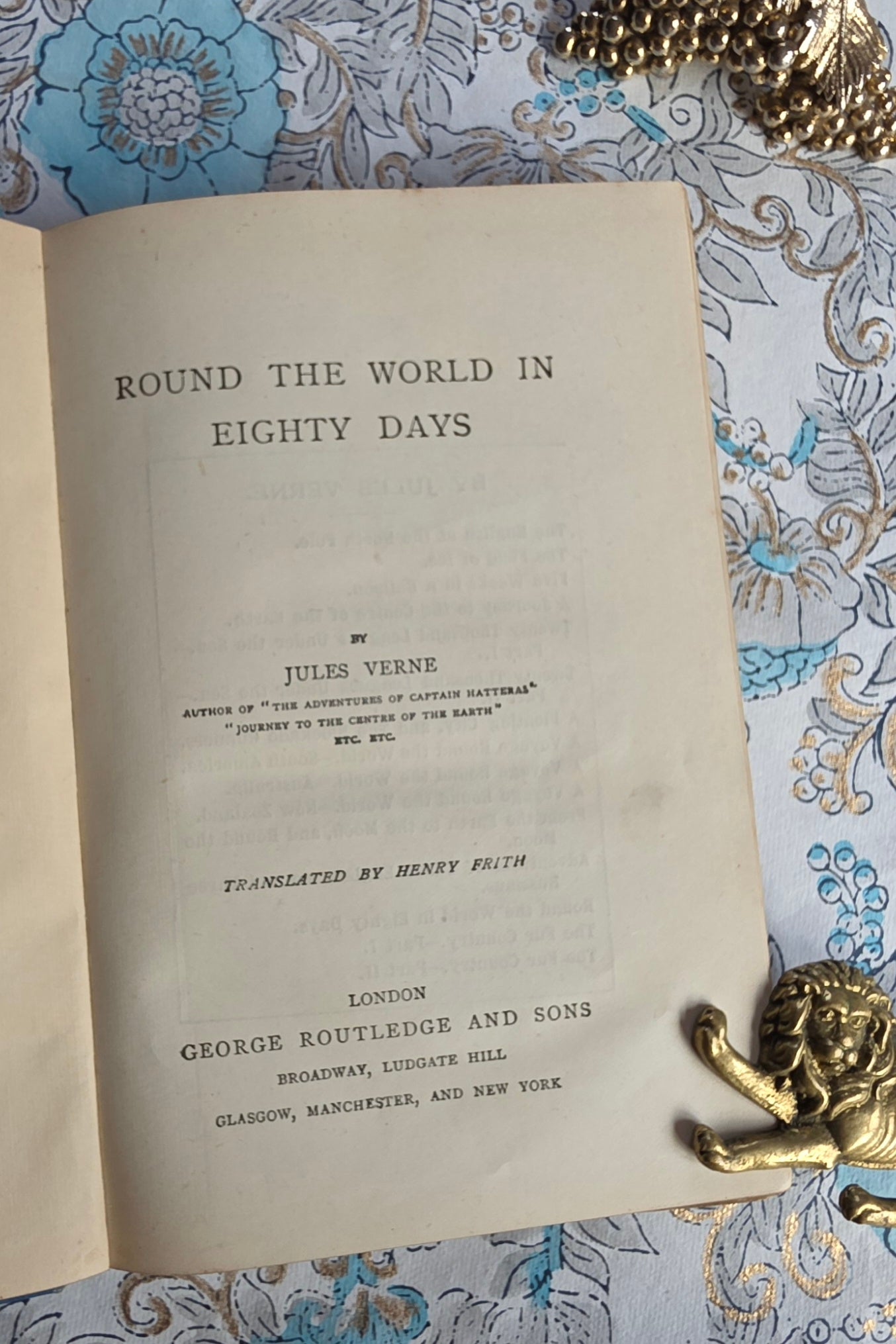 1890s Round the World in Eighty Days by Jules Verne - Antique Book