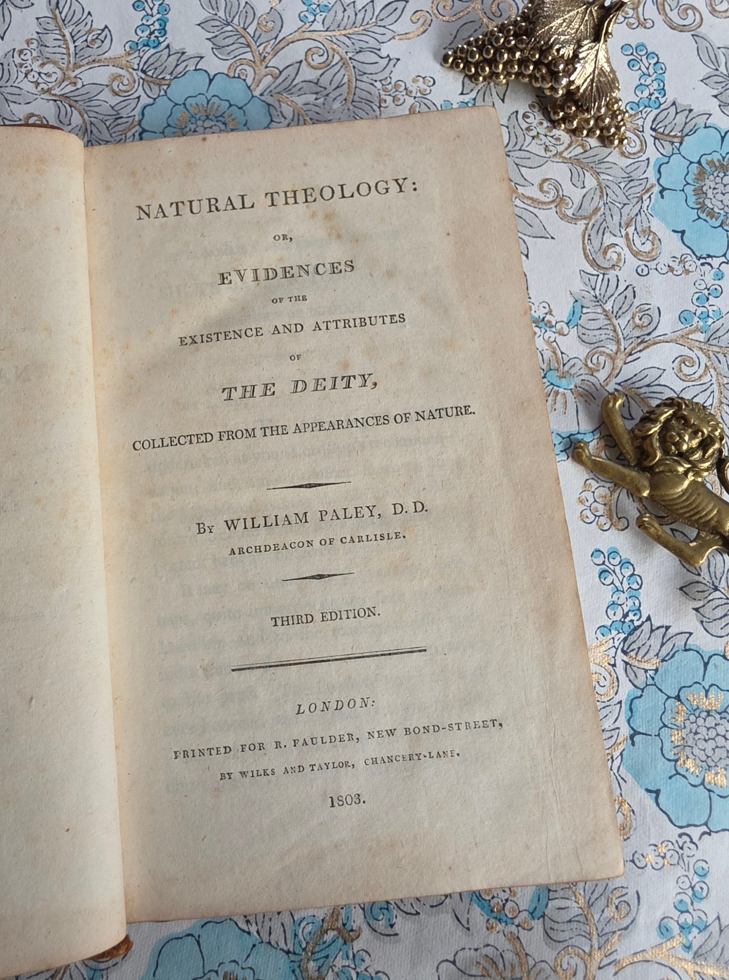 1803 Natural Theology by William Paley - Early Edition, Antique Book