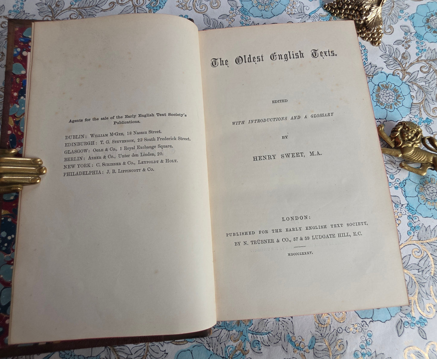 1885 The Oldest English Texts by Henry Sweet - Antique Book