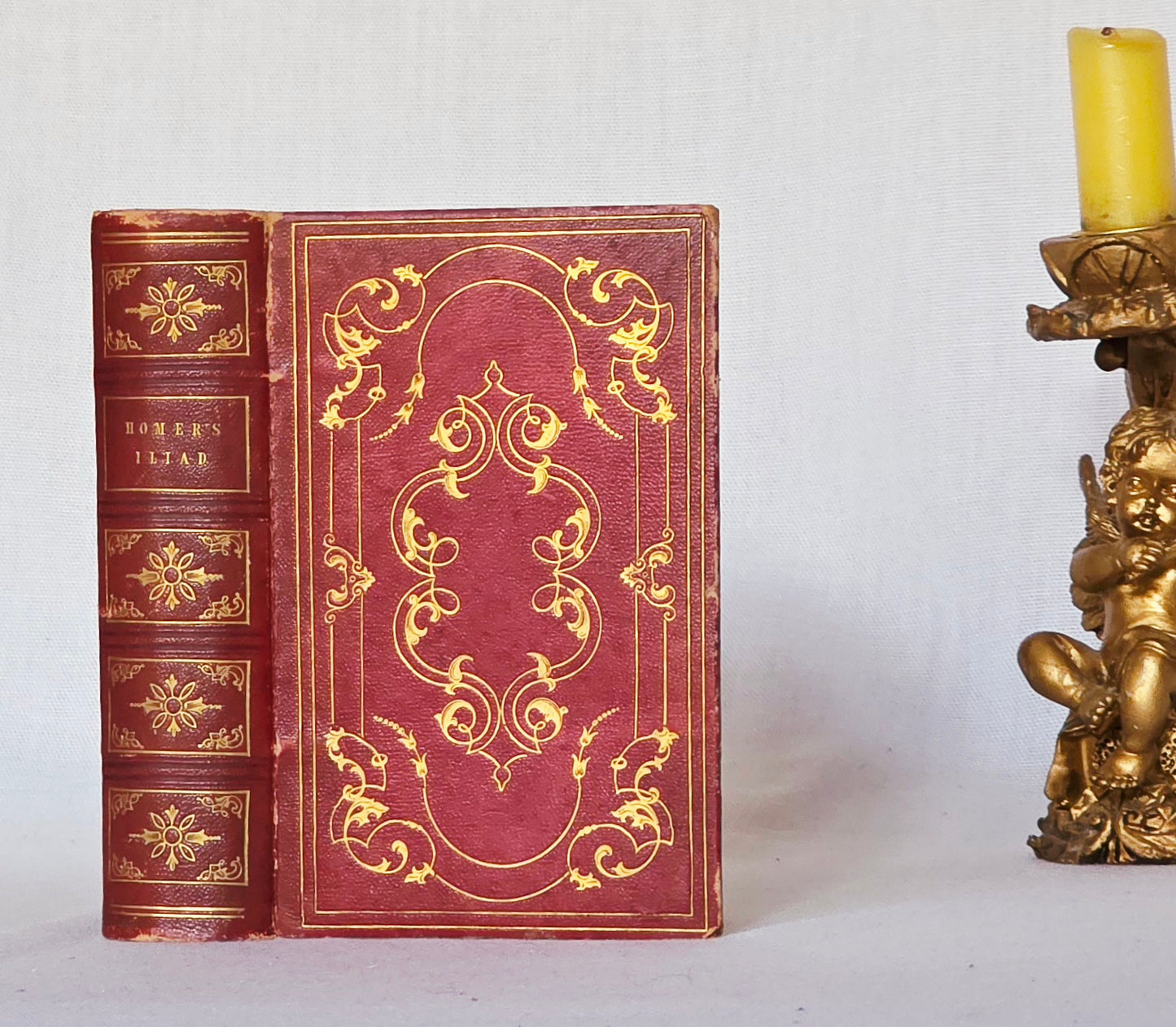 1845 The Iliad of Homer - Translated by Alexander Pope - Antique Full Leather Bound Book