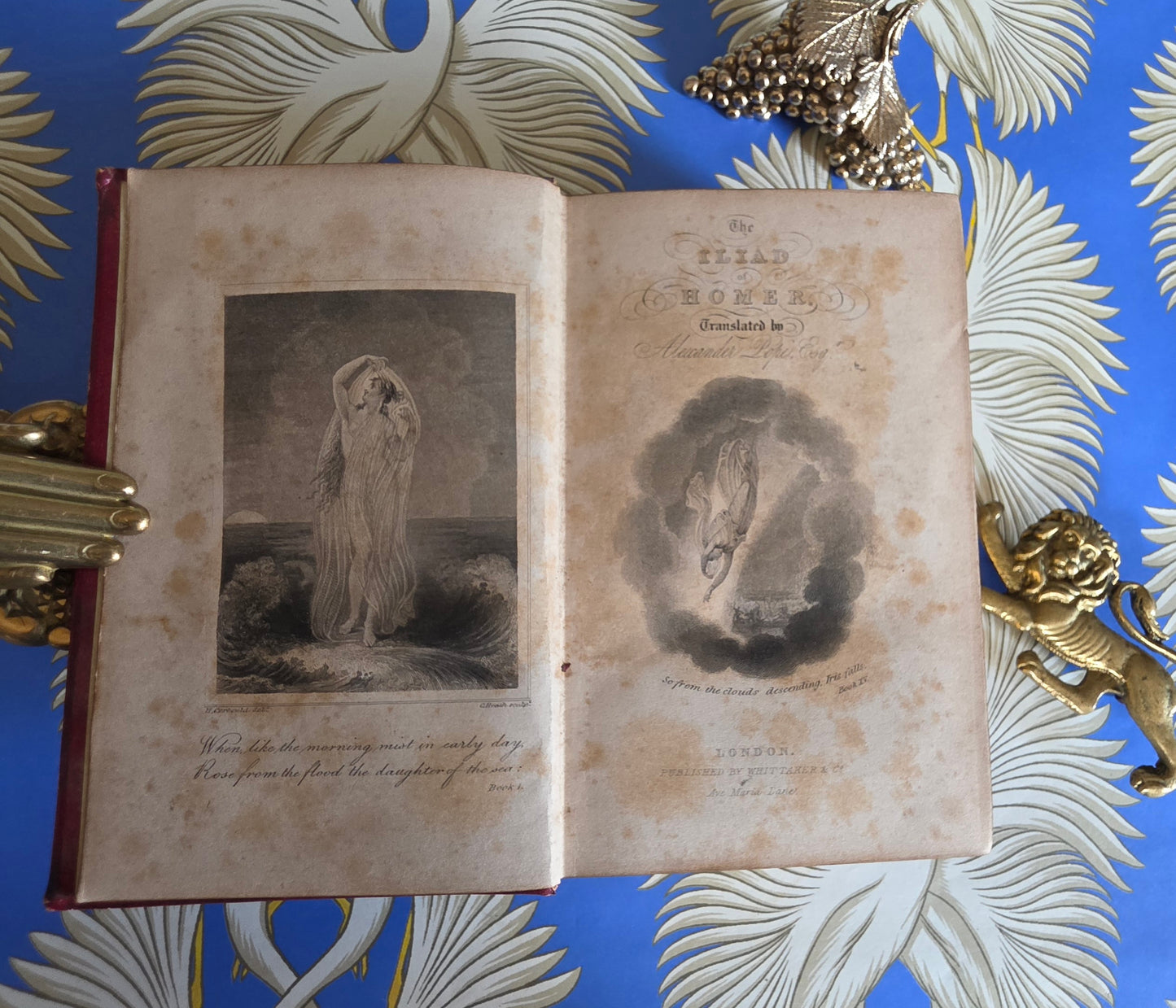 1845 The Iliad of Homer - Translated by Alexander Pope - Antique Full Leather Bound Book
