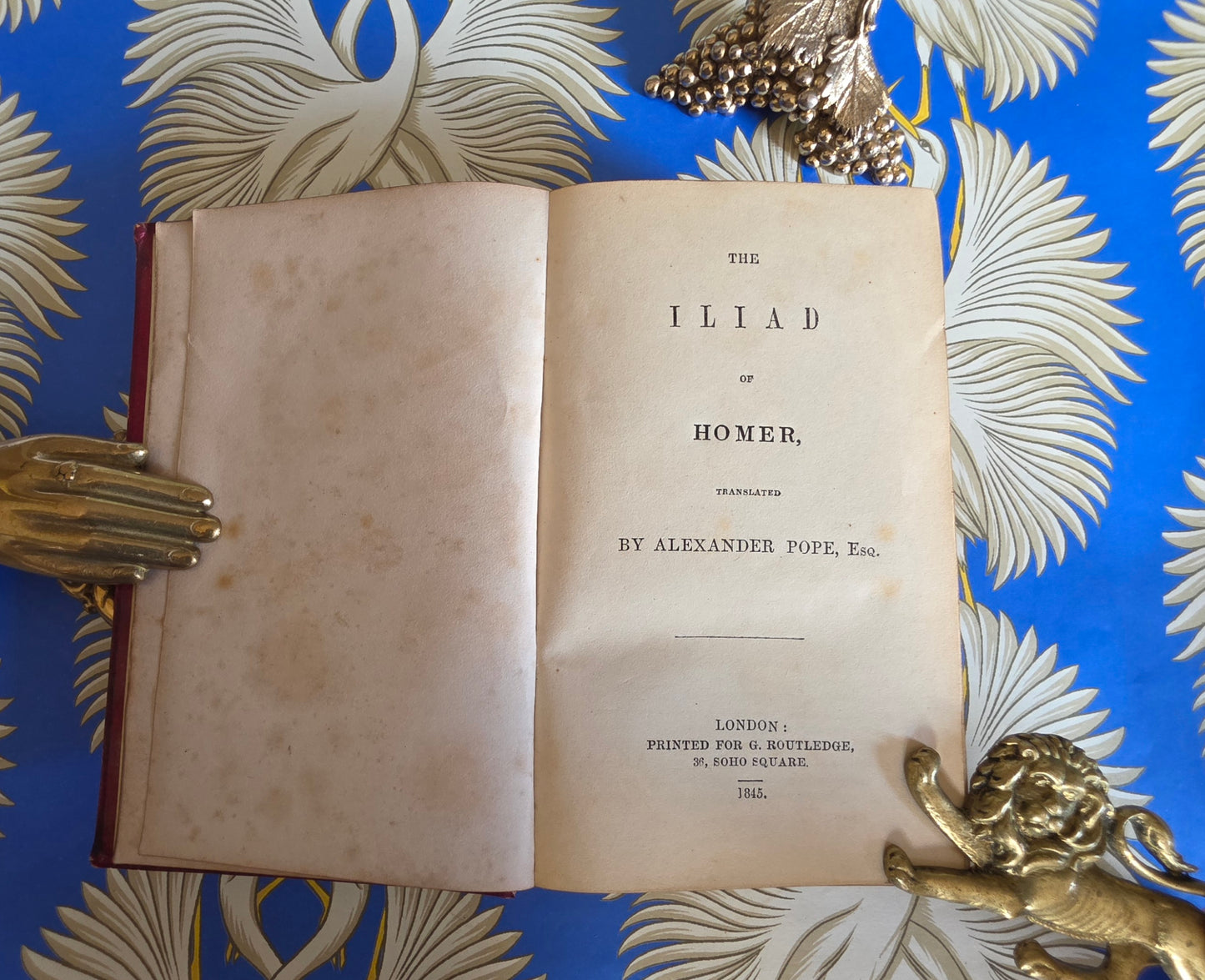 1845 The Iliad of Homer - Translated by Alexander Pope - Antique Full Leather Bound Book