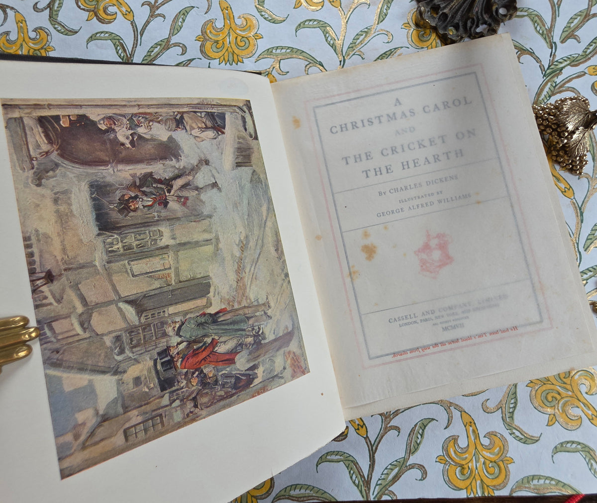 1907 A Christmas Carol and The Cricket on the Heart By Charles Dickens - Illustrated Antique Book