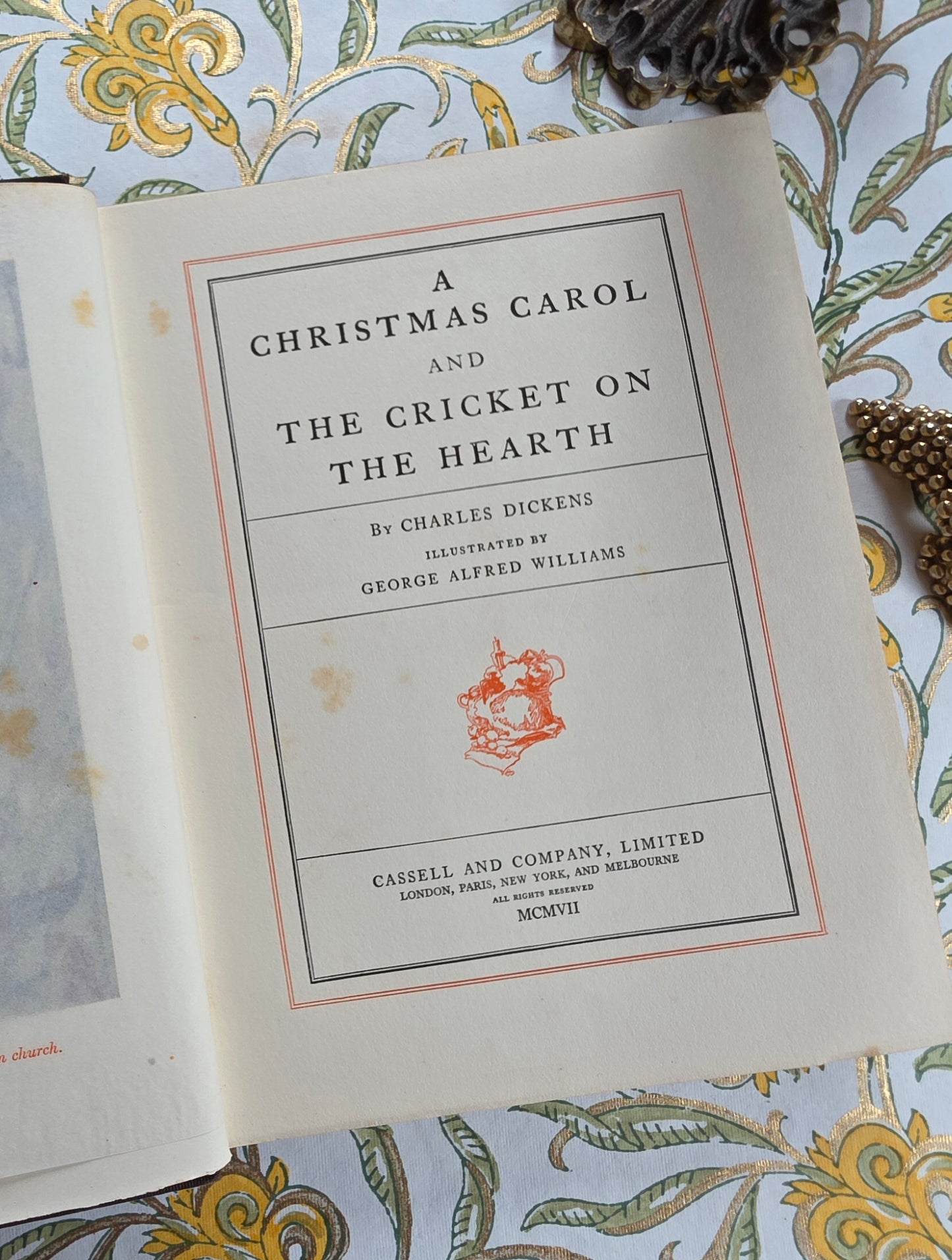 1907 A Christmas Carol and The Cricket on the Heart By Charles Dickens - Illustrated Antique Book