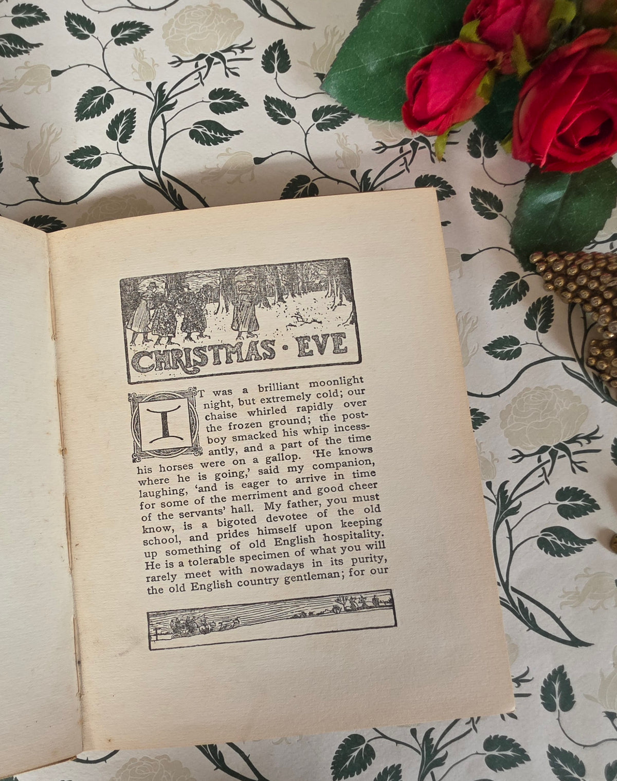 1908 An Old Fashioned Christmas Eve by Washington Irving - Antique Illustrated Book