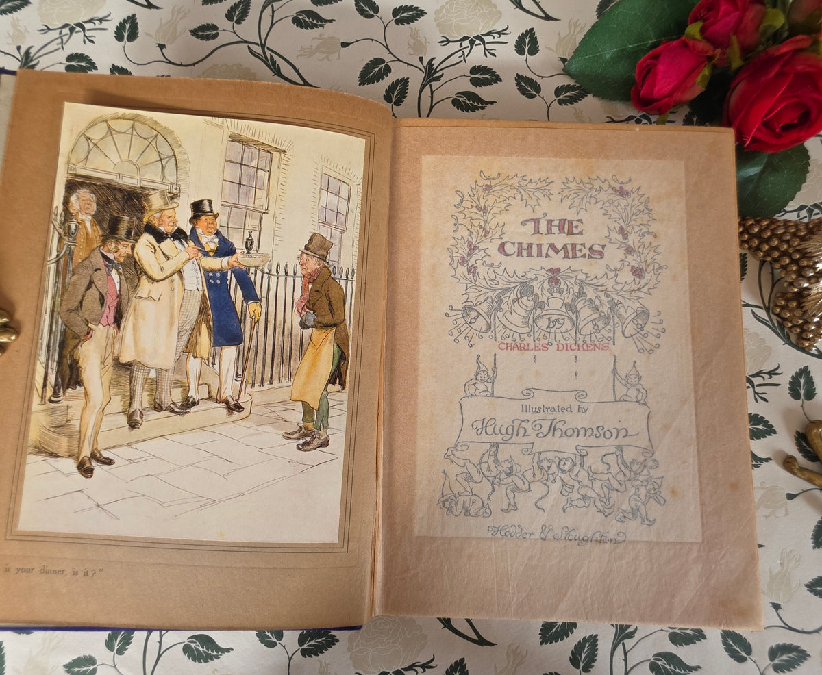 1913 The Chimes by Charles Dickens - One of the Five Christmas Books - Illustrated Antique Book