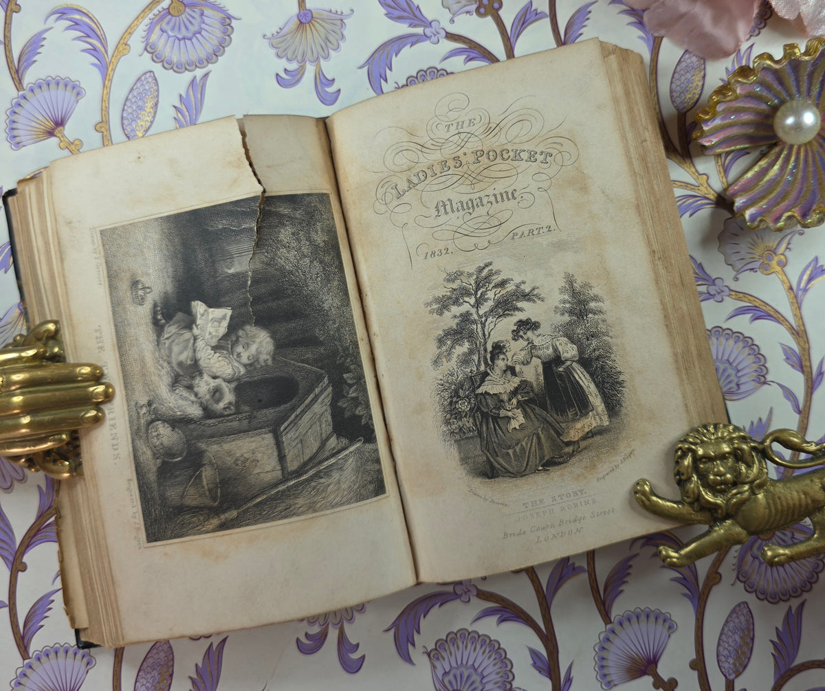 1832 The Ladies' Pocket Magazine (Complete Parts I and II) - Illustrated Antique Book