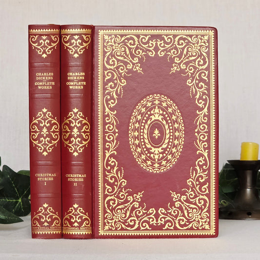 1970 Christmas Stories by Charles Dickens in Two Volumes - Illustrated Vintage Books