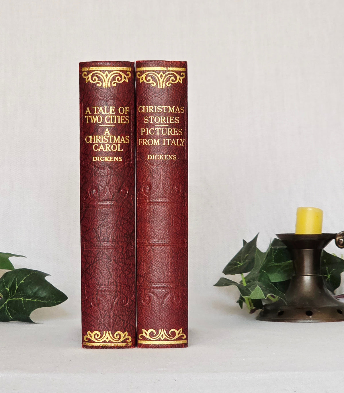 Christmas Books and Stories by Charles Dickens- Vintage Illustrated Two-Volume Set
