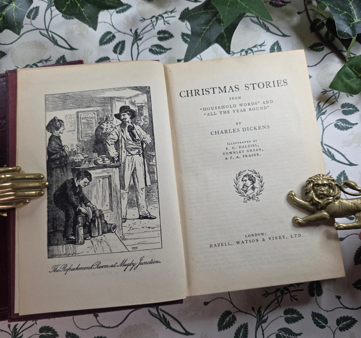 Christmas Books and Stories by Charles Dickens- Vintage Illustrated Two-Volume Set