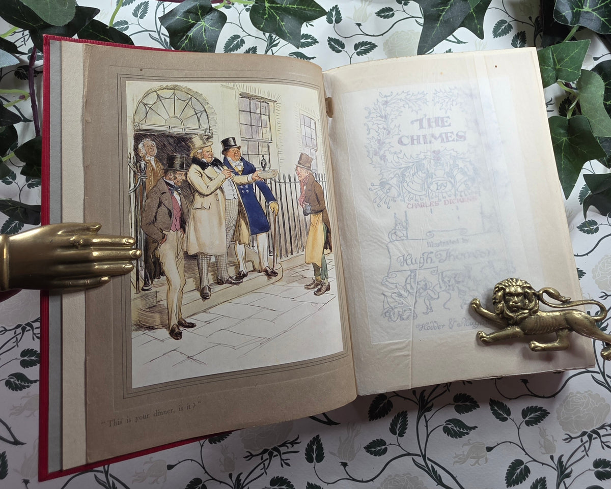 1913 The Chimes by Charles Dickens - One of the Five Christmas Books - Illustrated Antique Book