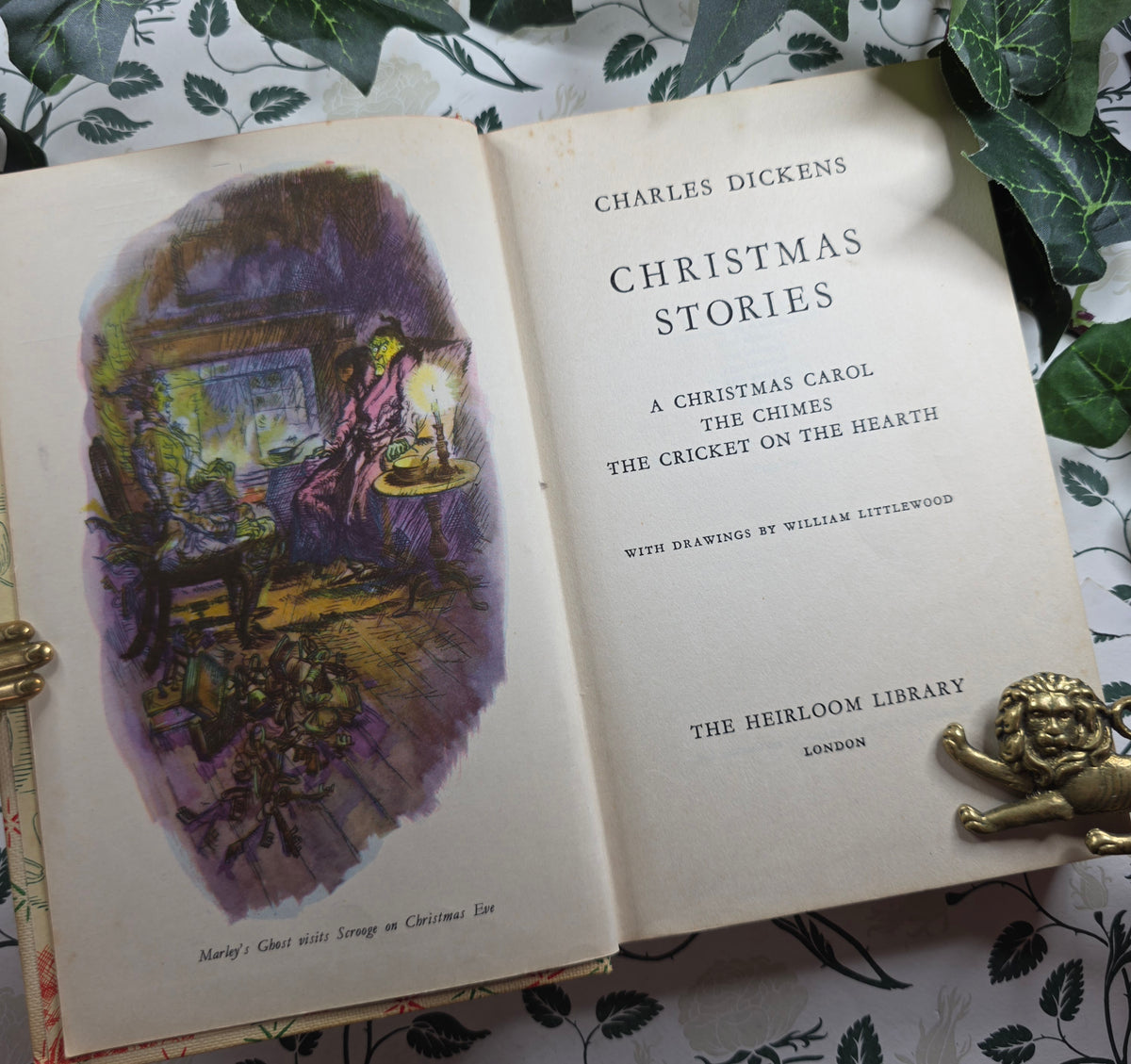 1956 A Christmas Carol, The Chimes and The Cricket on the Hearth by Charles Dickens - Illustrated Vintage Edition