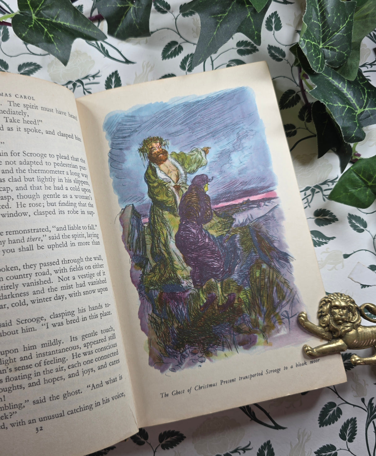1956 A Christmas Carol, The Chimes and The Cricket on the Hearth by Charles Dickens - Illustrated Vintage Edition
