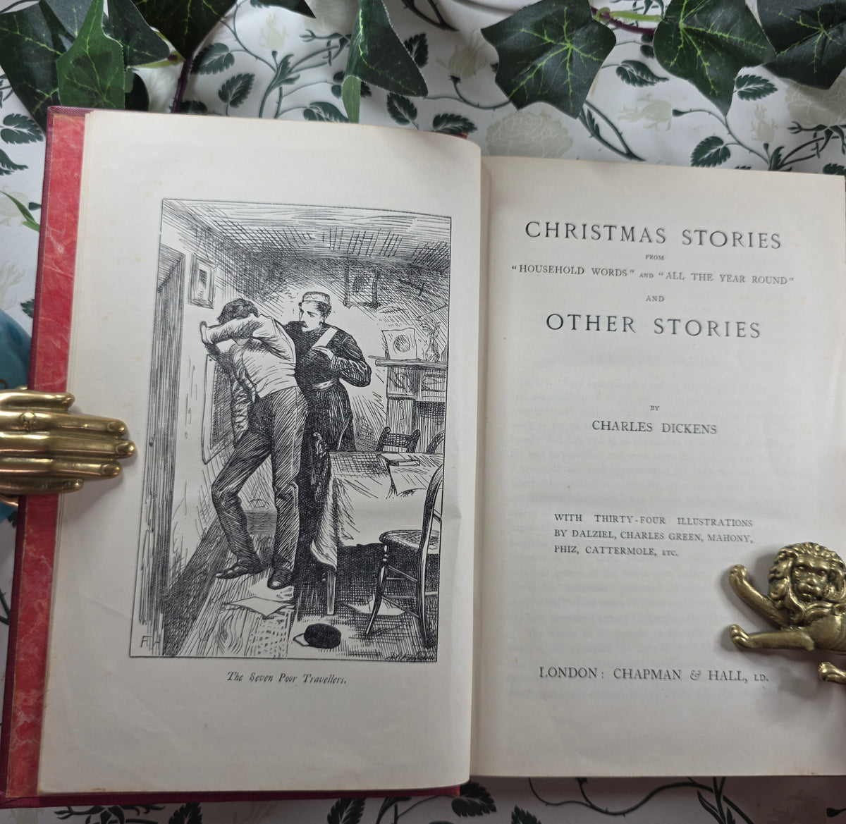 1906 Christmas Stories by Charles Dickens - Illustrated Antique Book - Short Stories Which Do NOT Include The Longer A Christmas Carol
