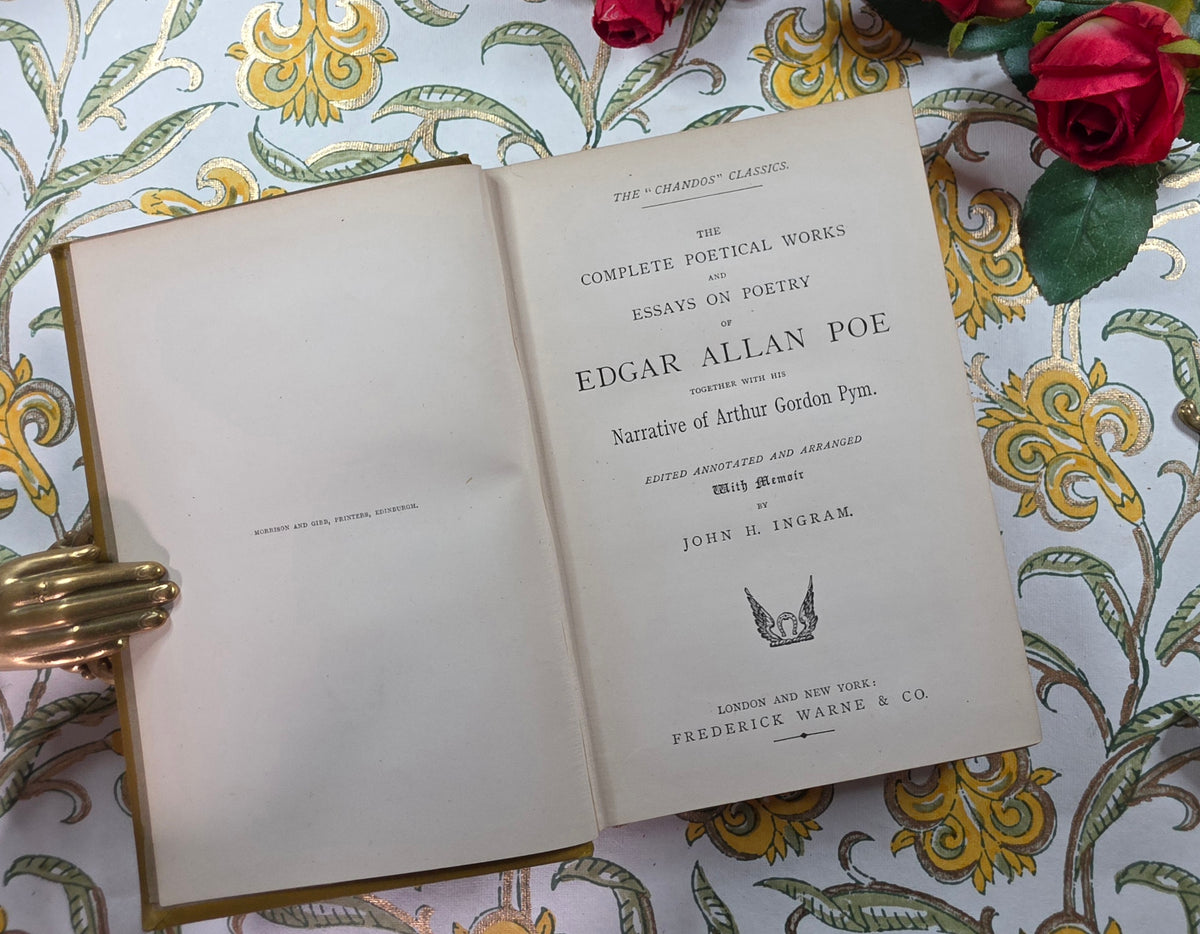 1888 Complete Poetical Works and Essays on Poetry of Edgar Allan Poe - Antique Book