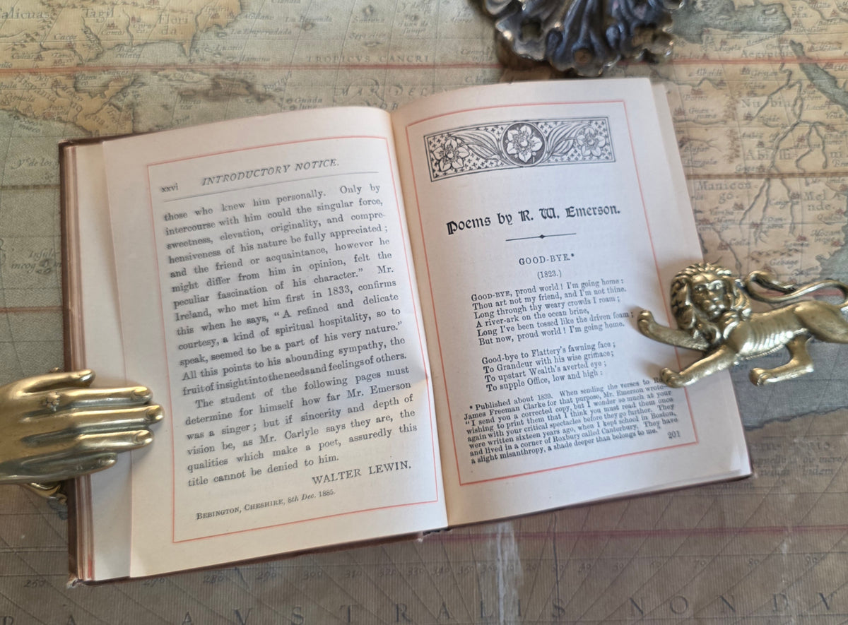 1888 The Poems of Ralph Waldo Emerson  - Antique Pocket-Sized Book